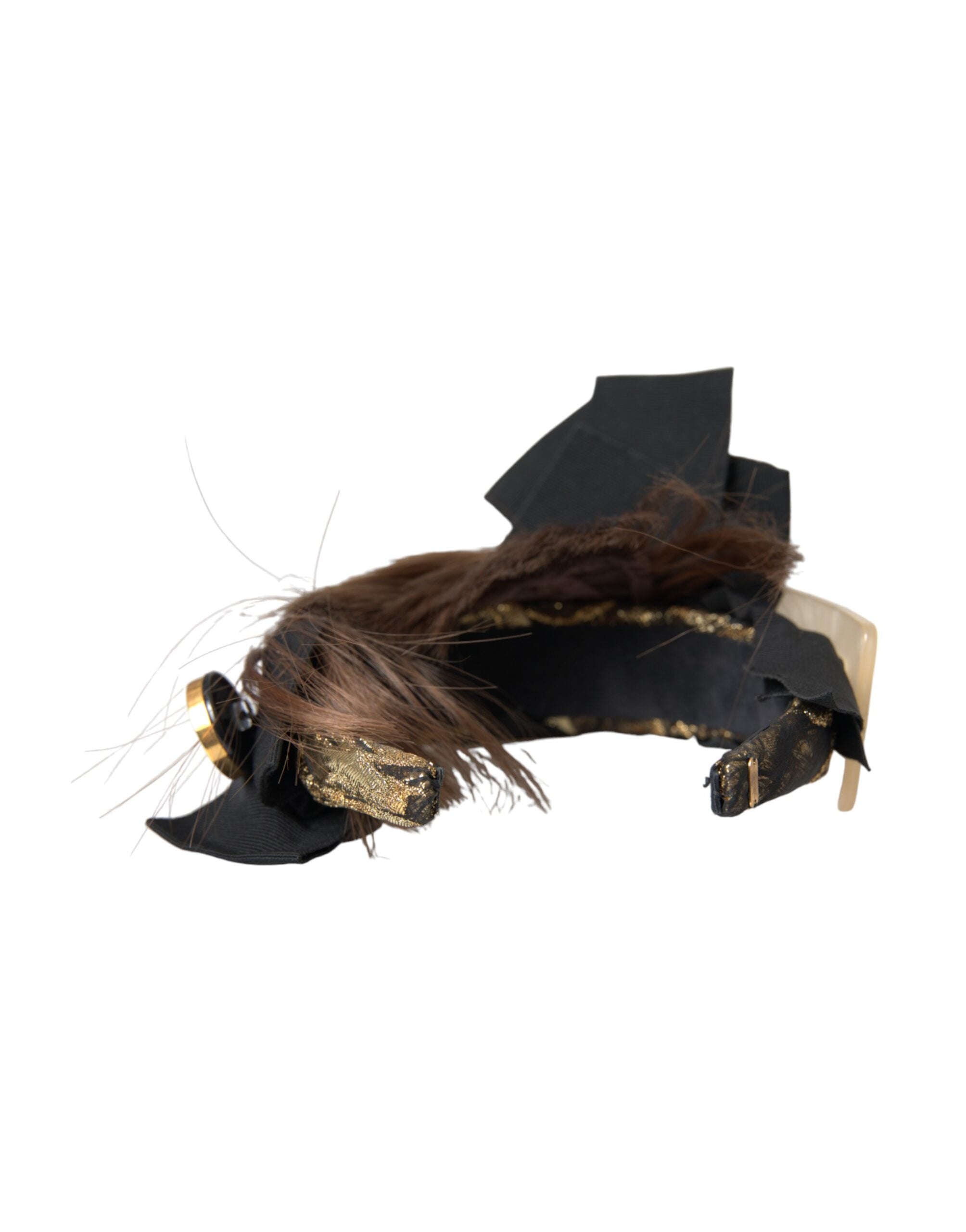 Black Crystal Button Brown Hair Women Headband Diadem - ventzia