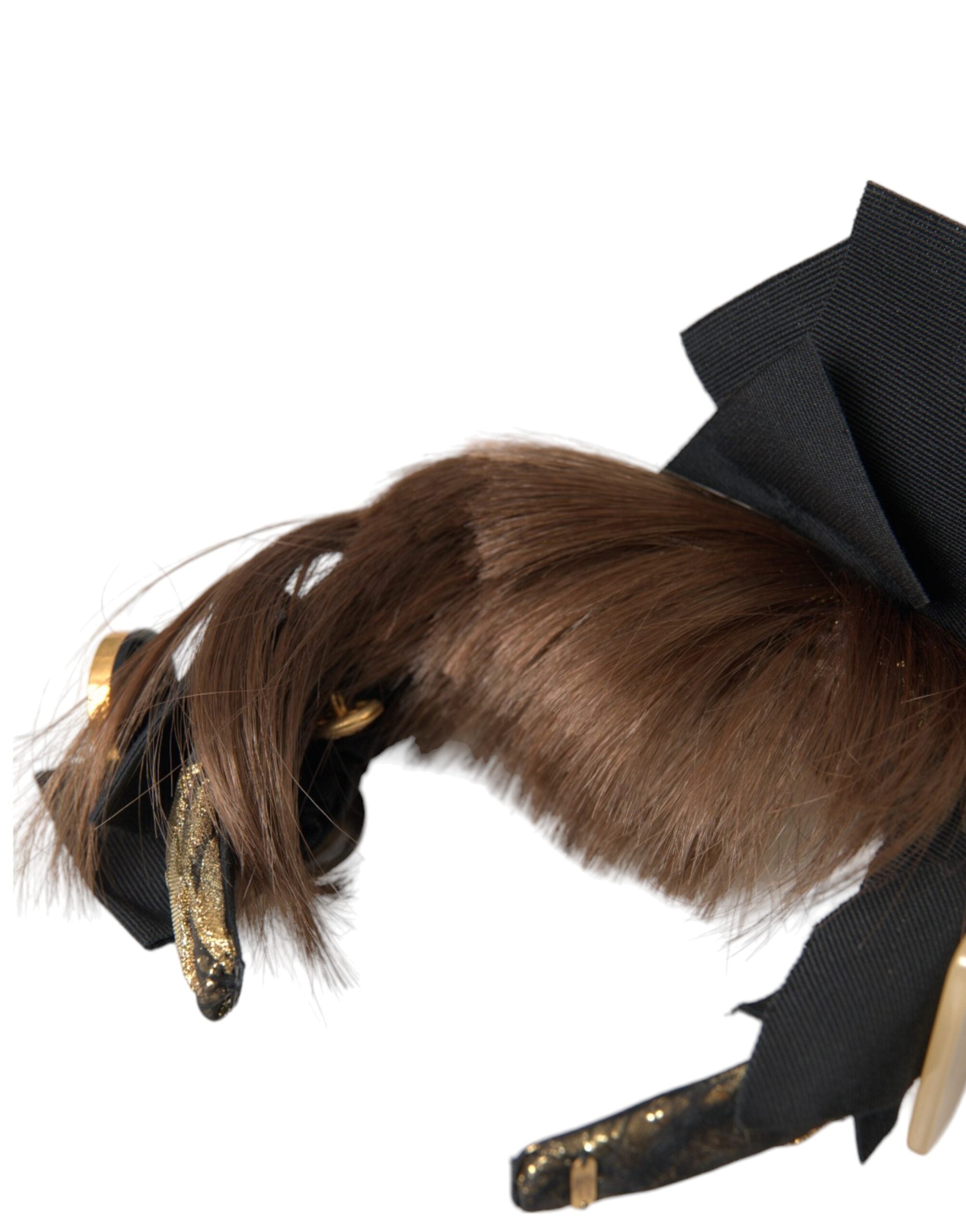 Black Crystal Button Brown Hair Women Headband Diadem - ventzia