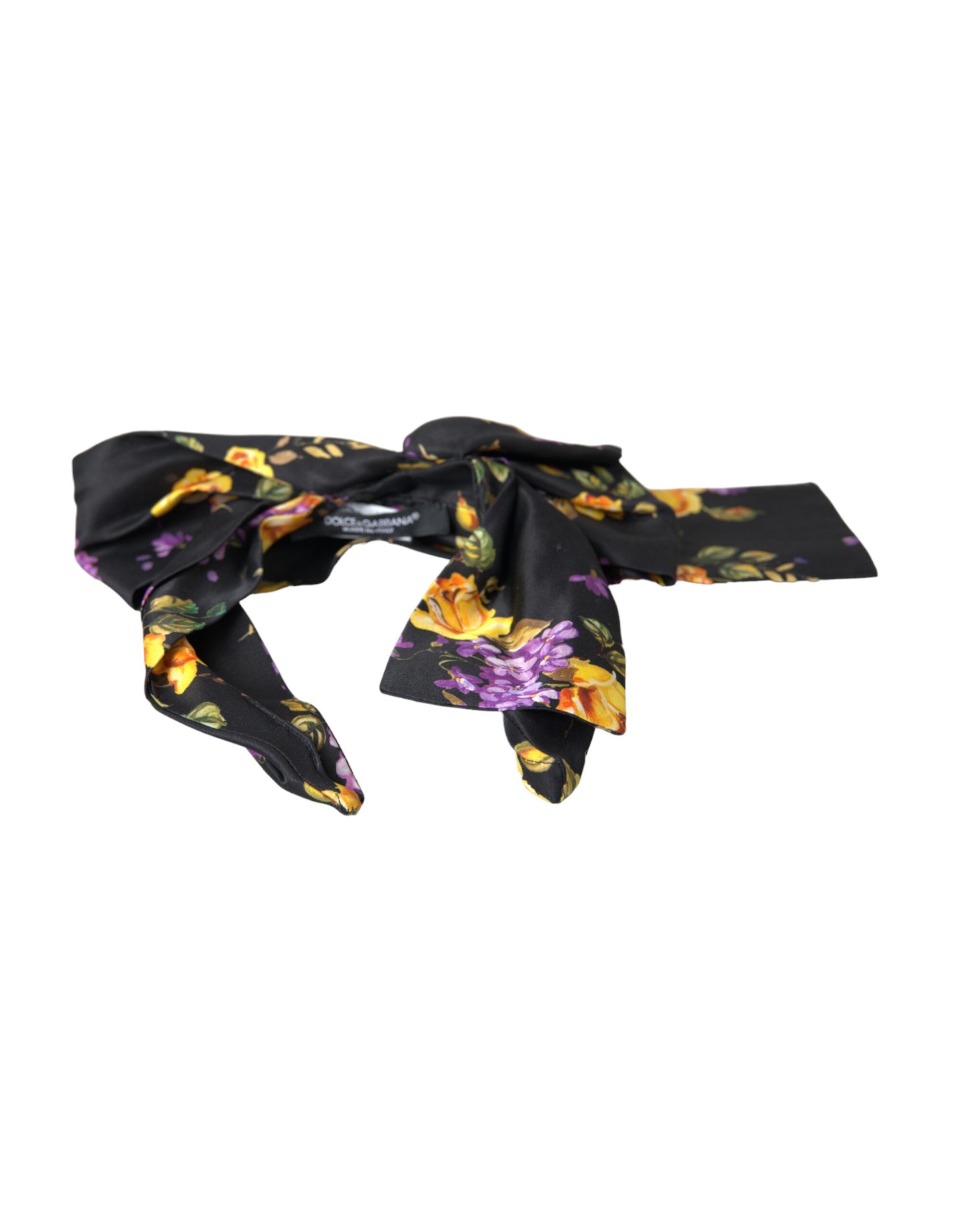 Black Floral Applique Silk Women Headband Diadem - ventzia