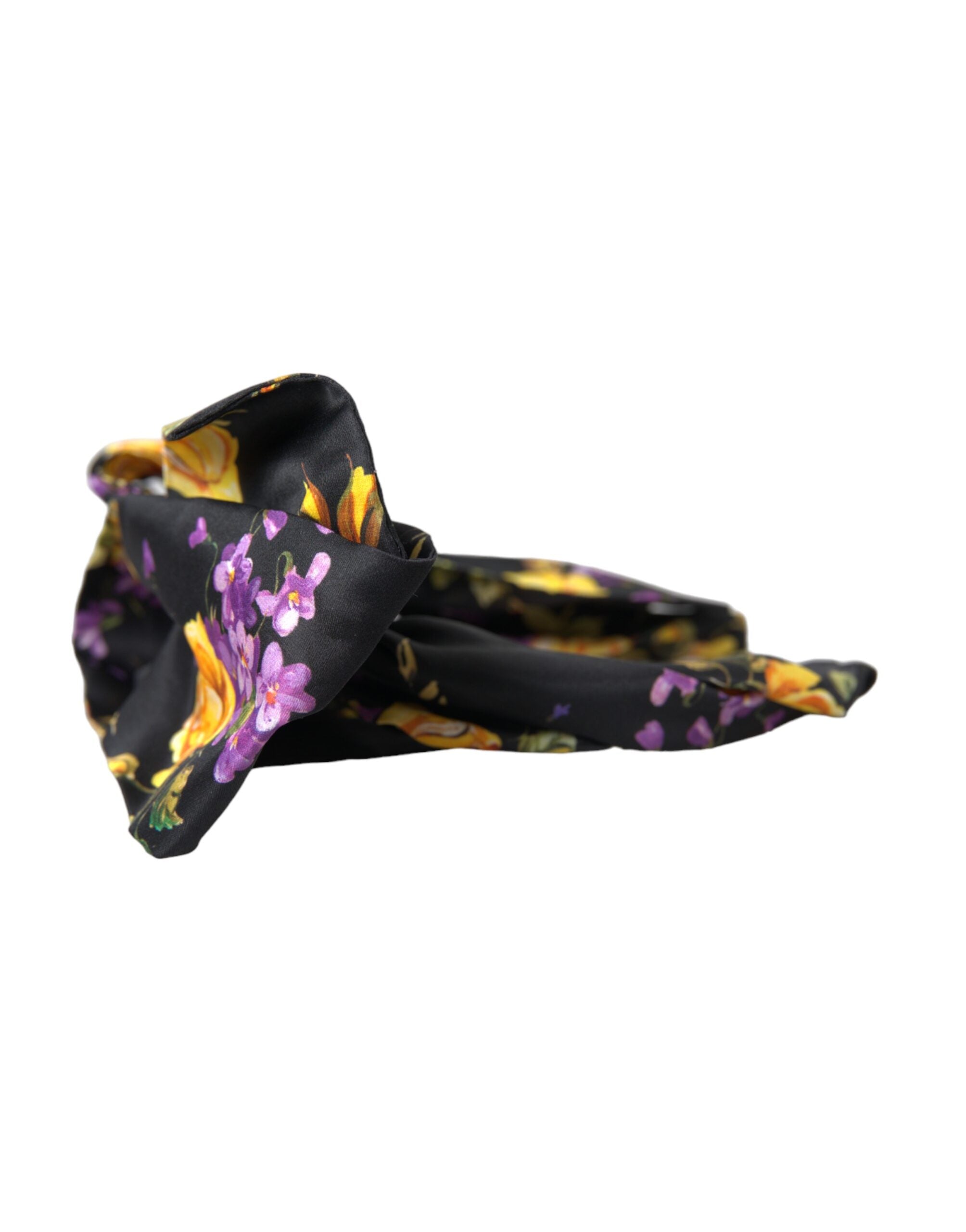 Black Floral Applique Silk Women Headband Diadem - ventzia
