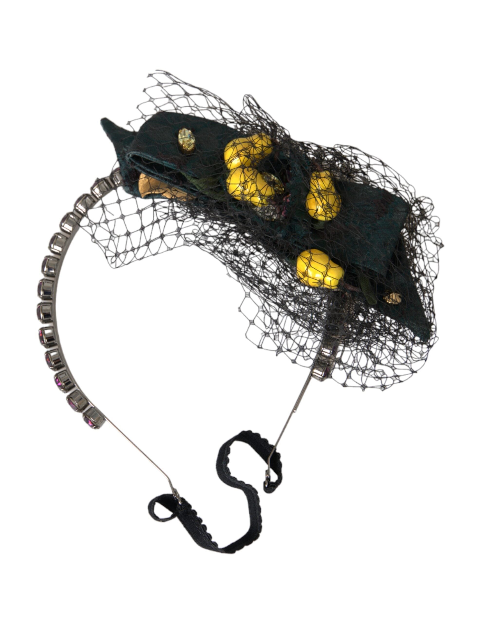 Black Lemons Sicily Purple Crystal Net Headband Diadem - ventzia