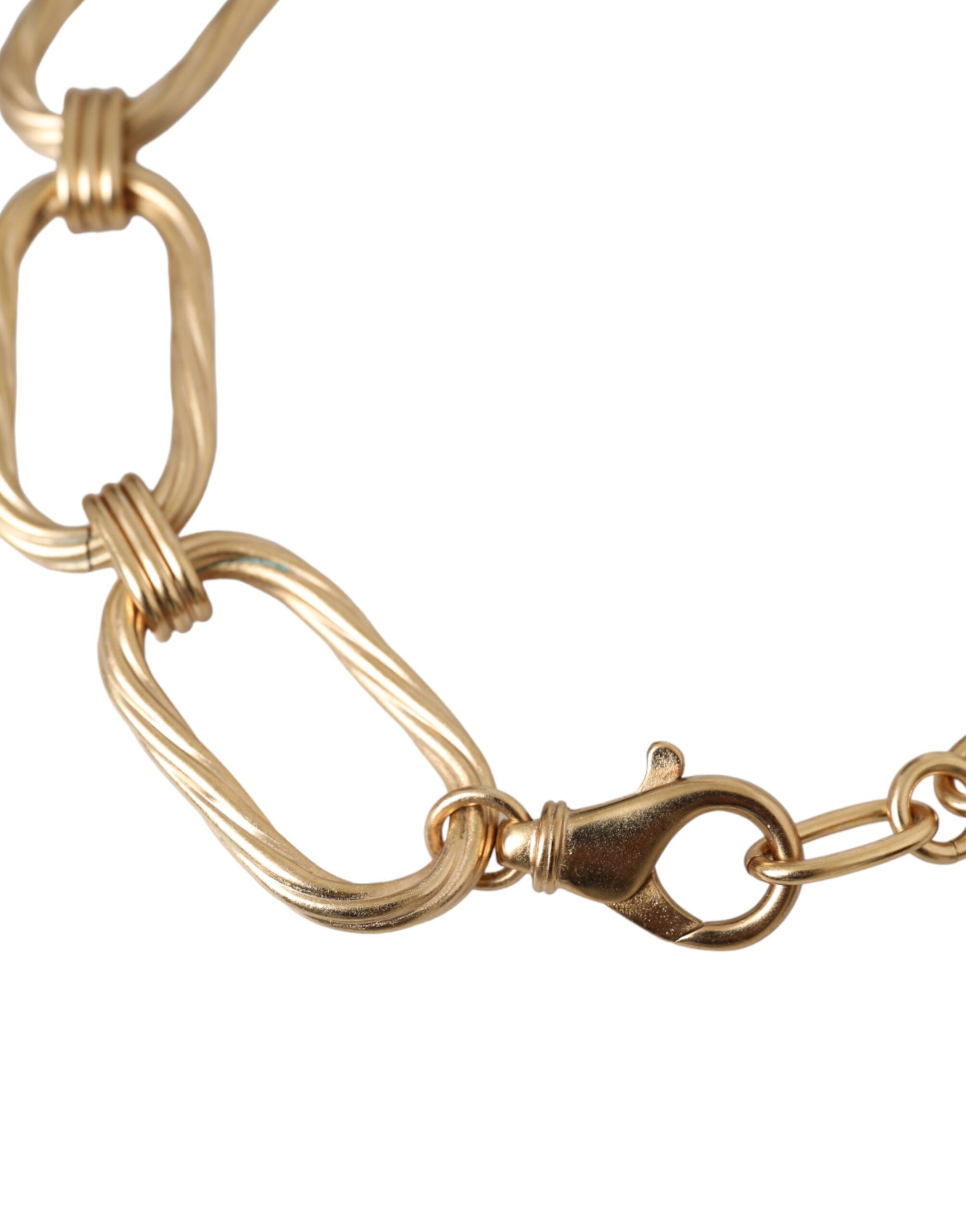 Gold Tone Brass Large Link Chain Jewelry Necklace - ventzia