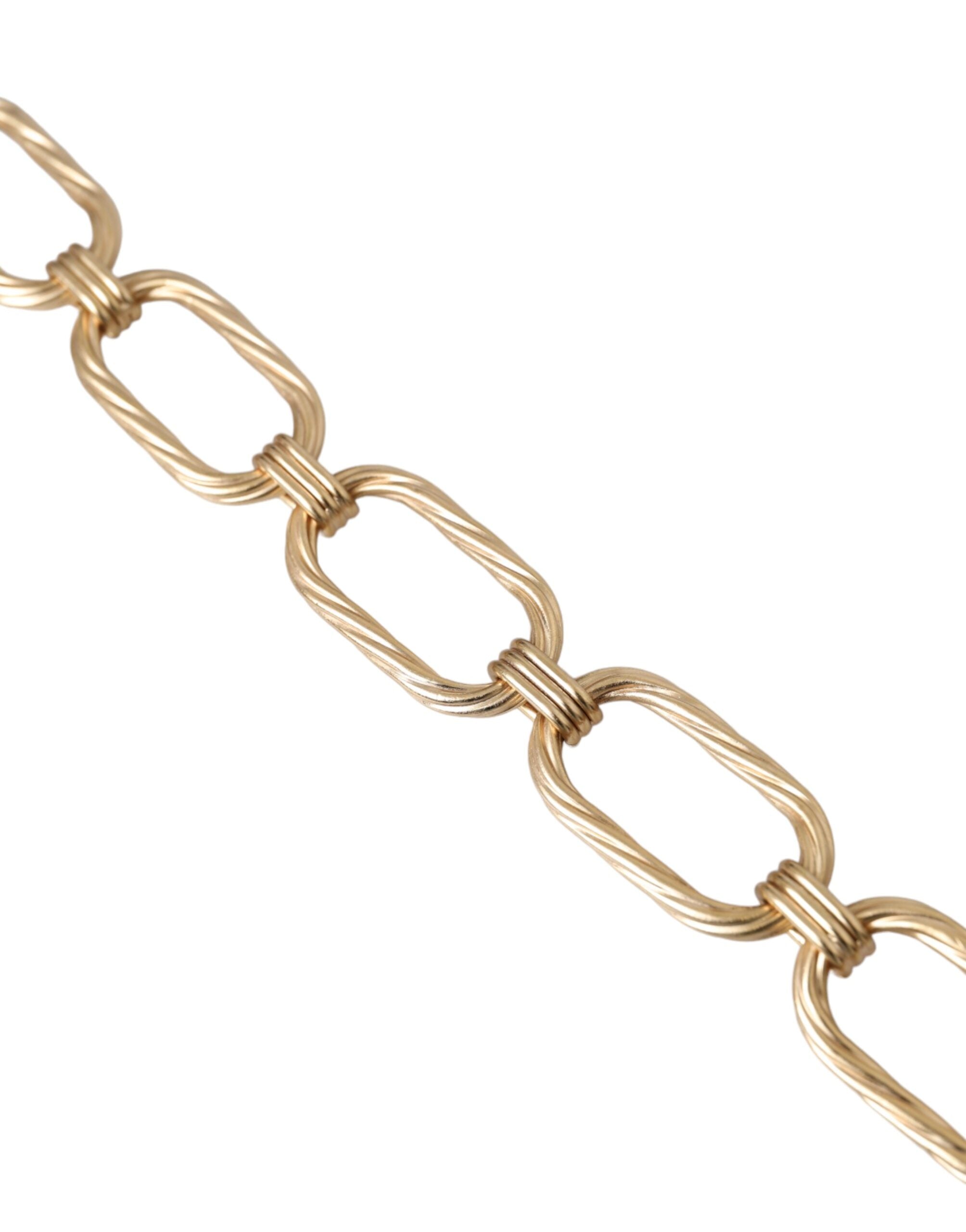 Gold Tone Brass Large Link Chain Jewelry Necklace - ventzia