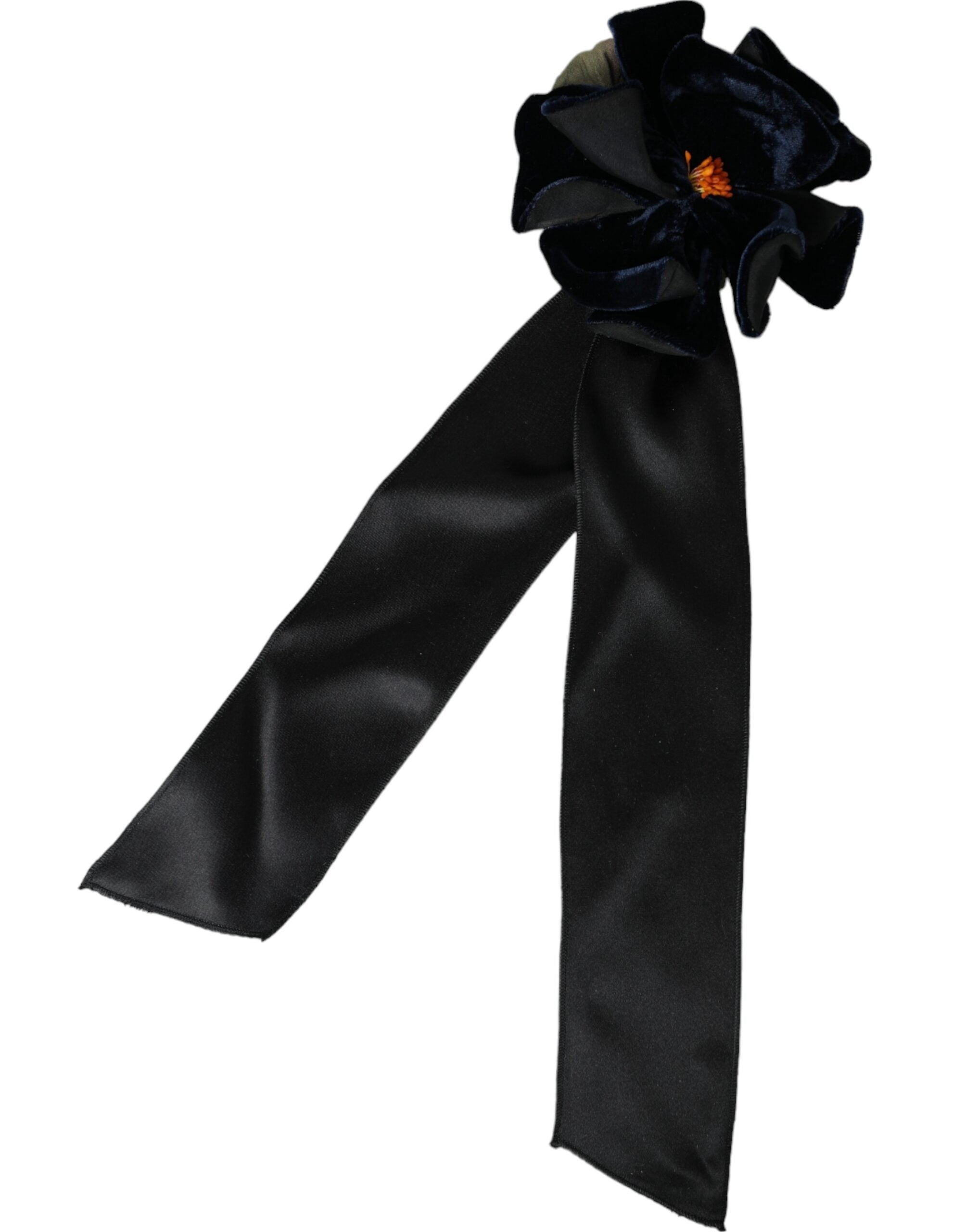 Black Silk Gold Brass Floral Hair Pin Brooch - ventzia