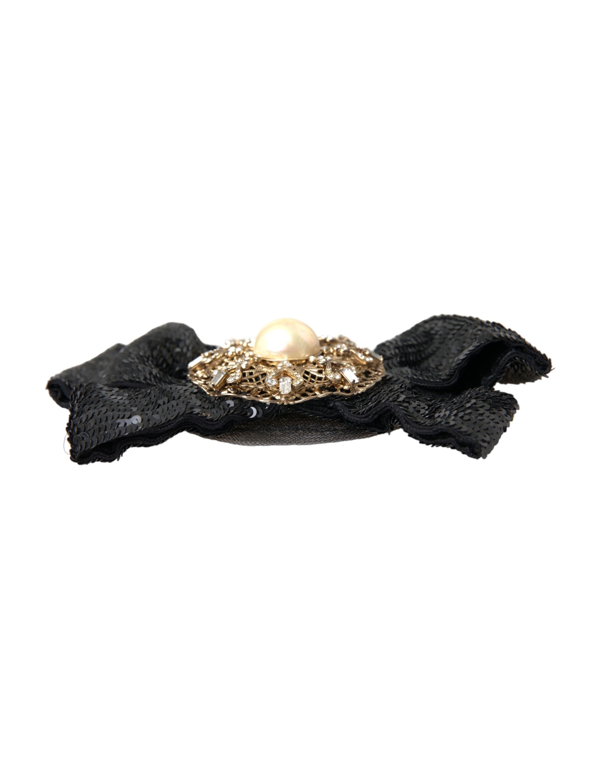 Black Sequin Pearl Handmade Brooch Hair Pin - ventzia