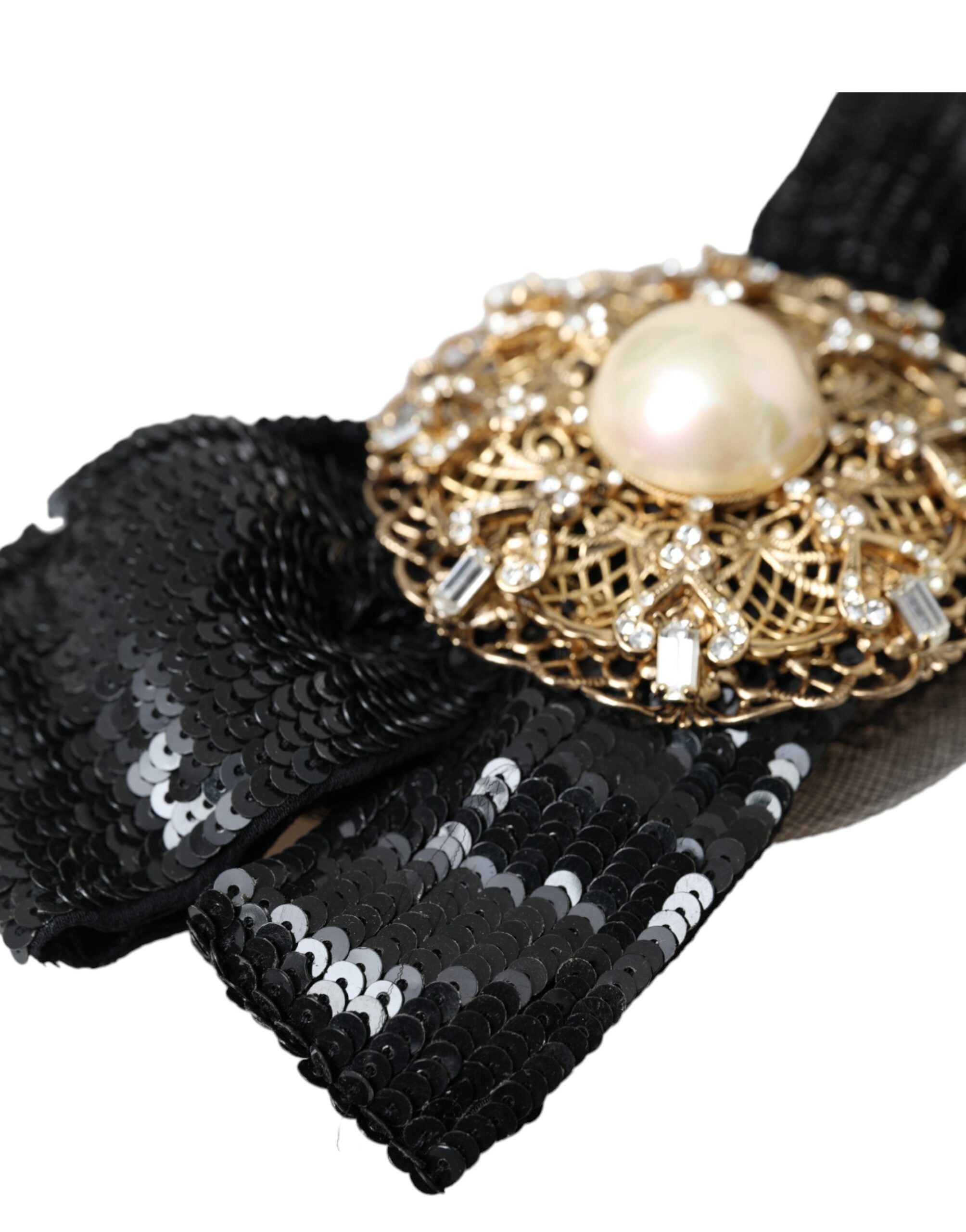 Black Sequin Pearl Handmade Brooch Hair Pin - ventzia