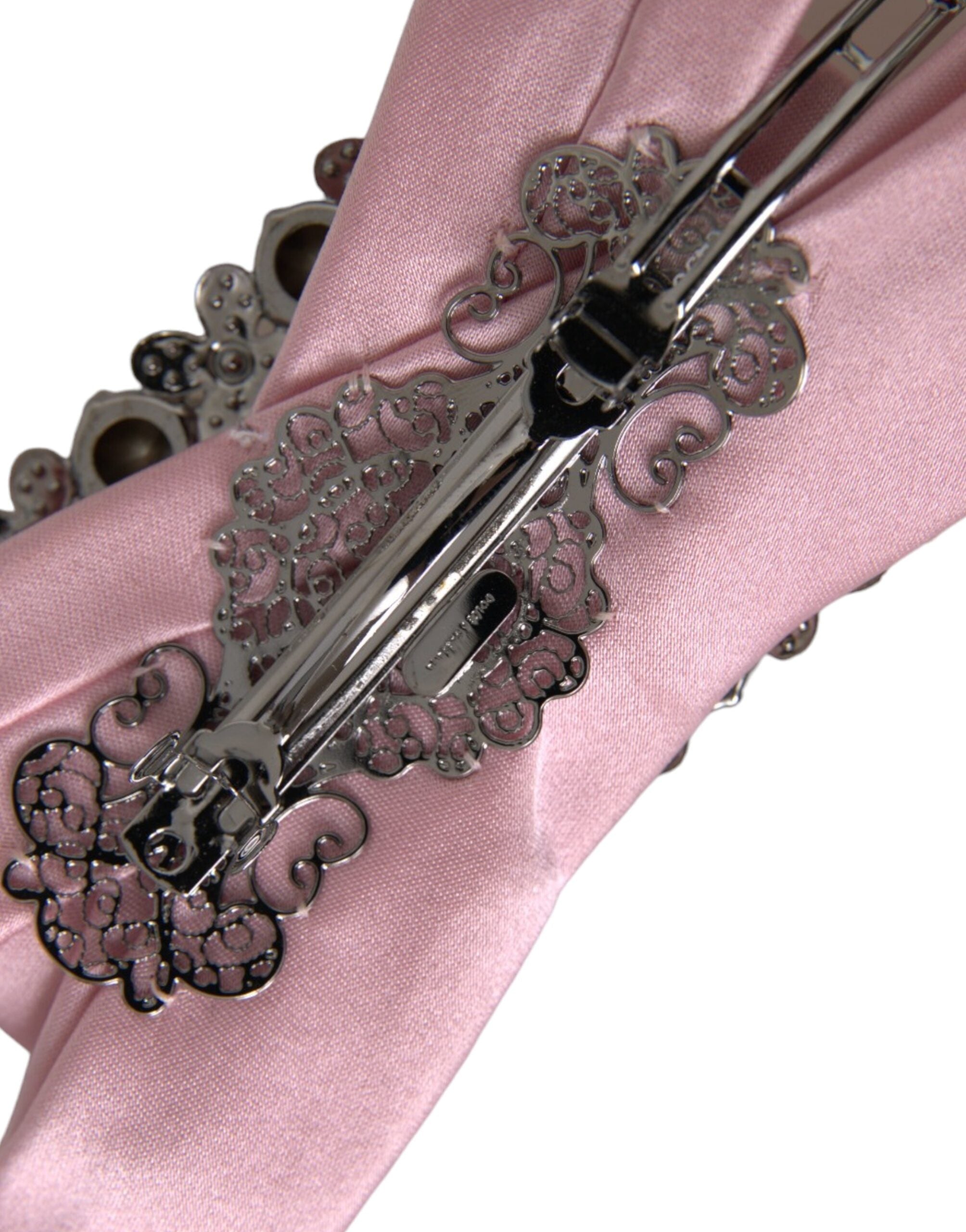 Pink Satin Crystal Jewelry Brooch Hair Pin - ventzia