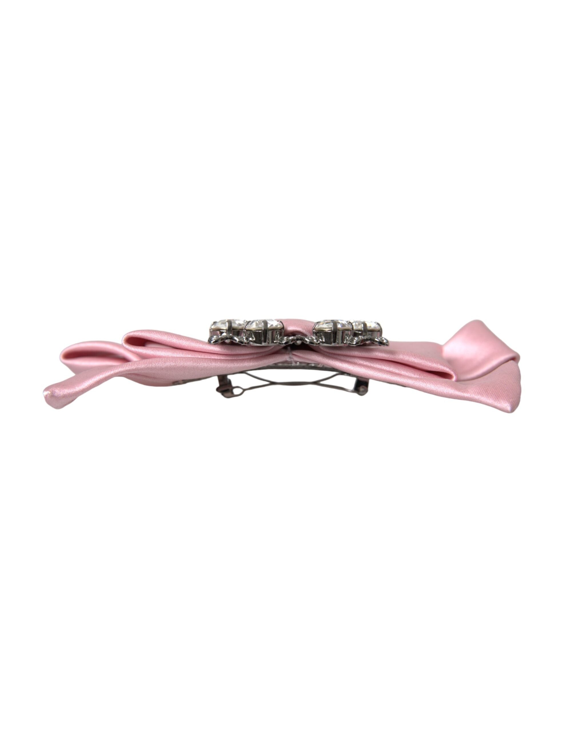 Pink Satin Crystal Jewelry Brooch Hair Pin - ventzia