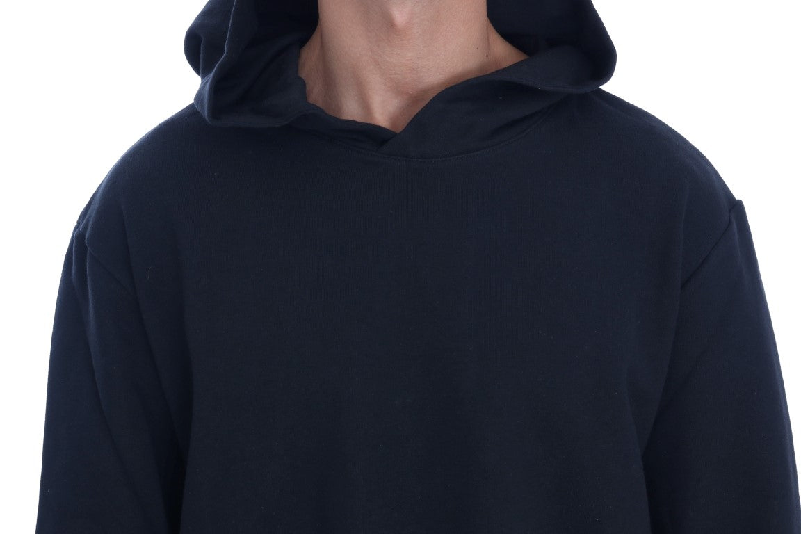 Elegant Black Cotton Hooded Sweater - ventzia