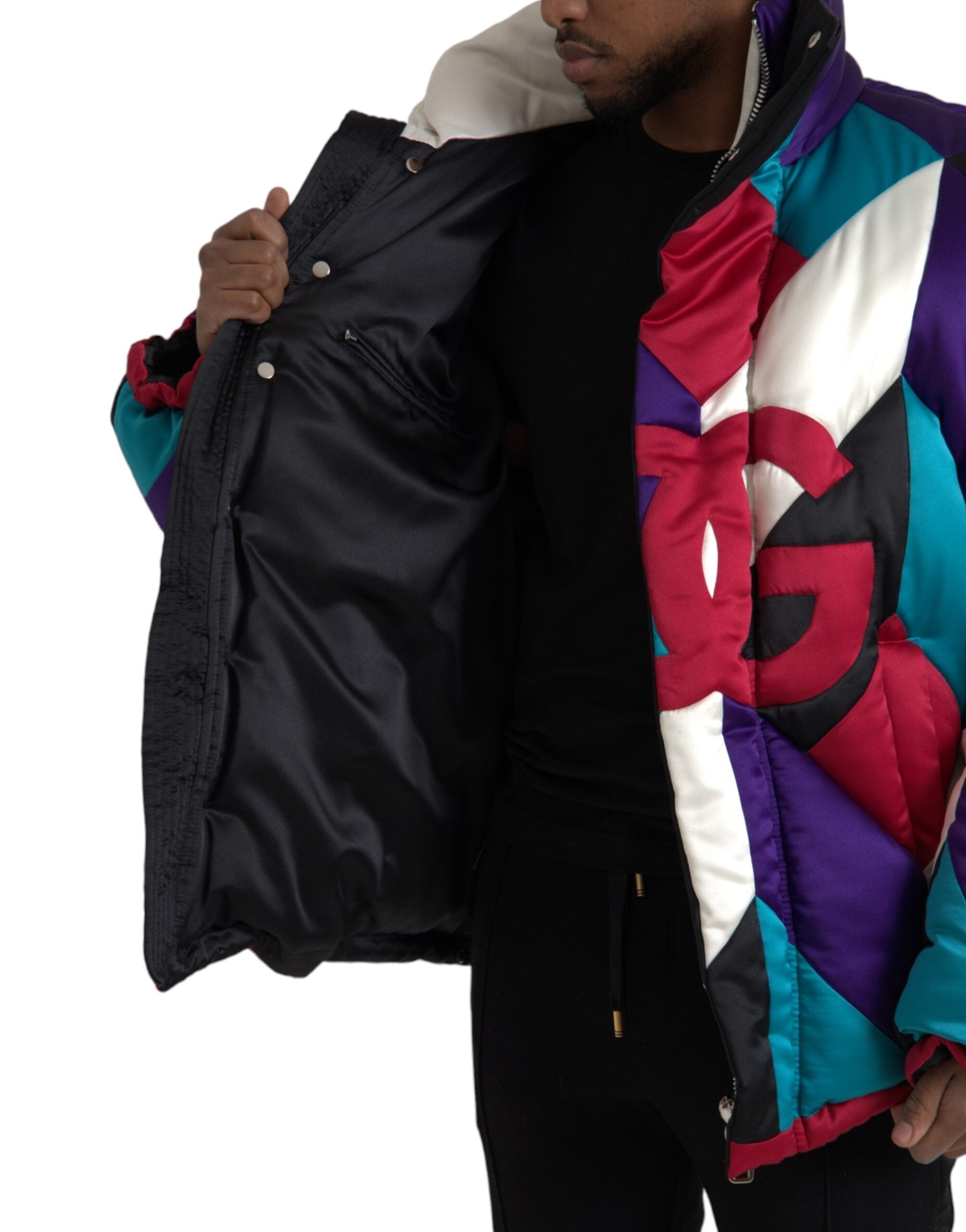 Multicolor Logo Windbreaker Puffer Jacket - ventzia