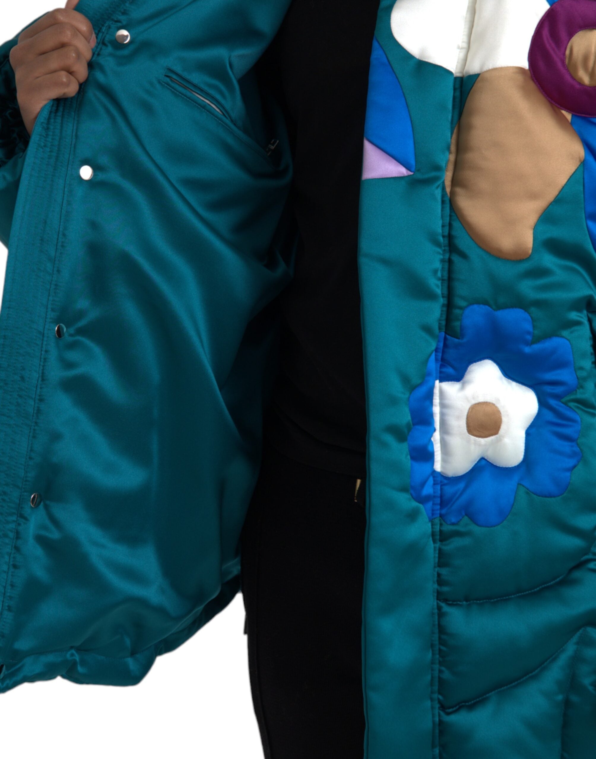 Multicolor Floral Windbreaker Puffer Jacket - ventzia
