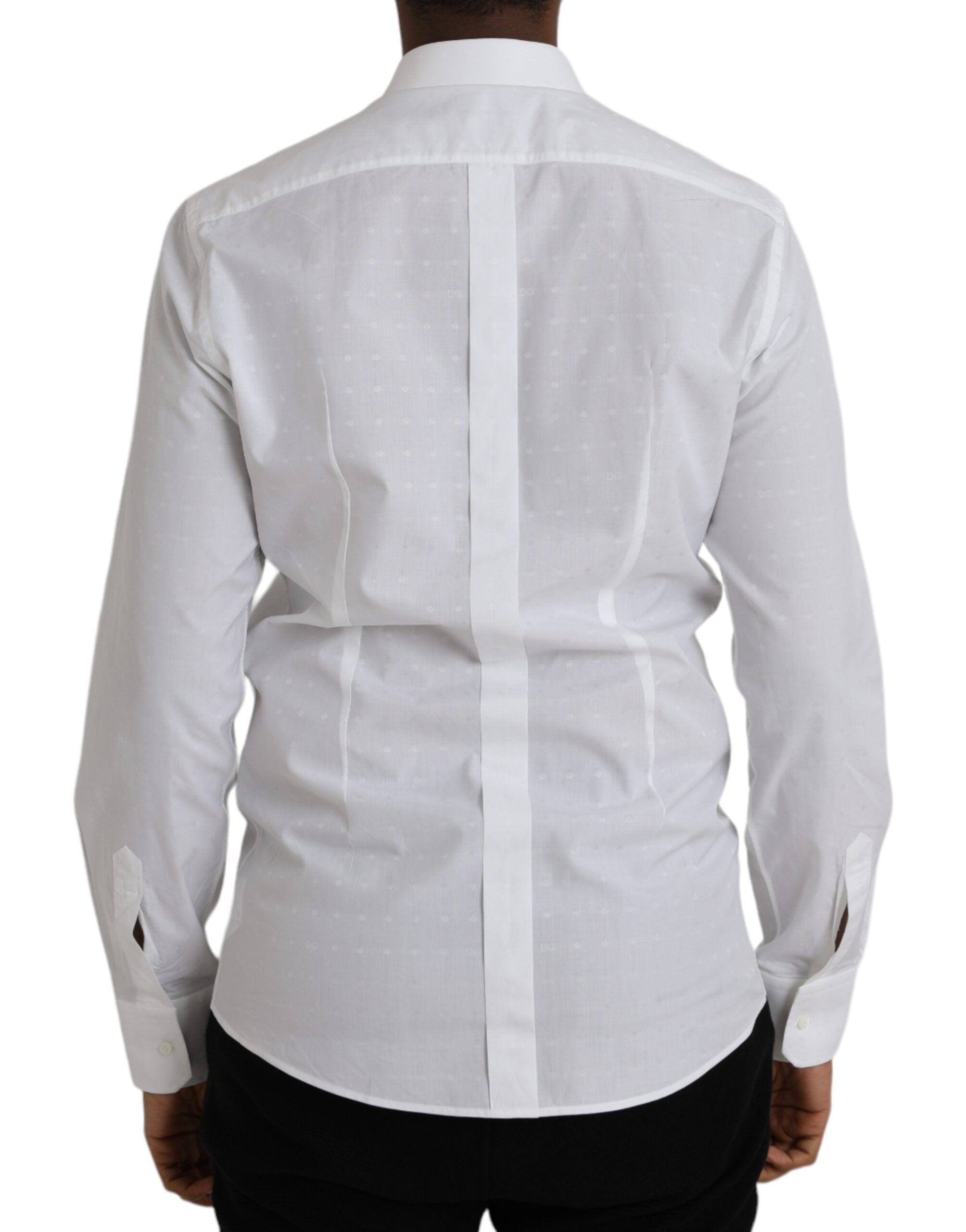 White Logo Cotton Men Dress GOLD Shirt - ventzia