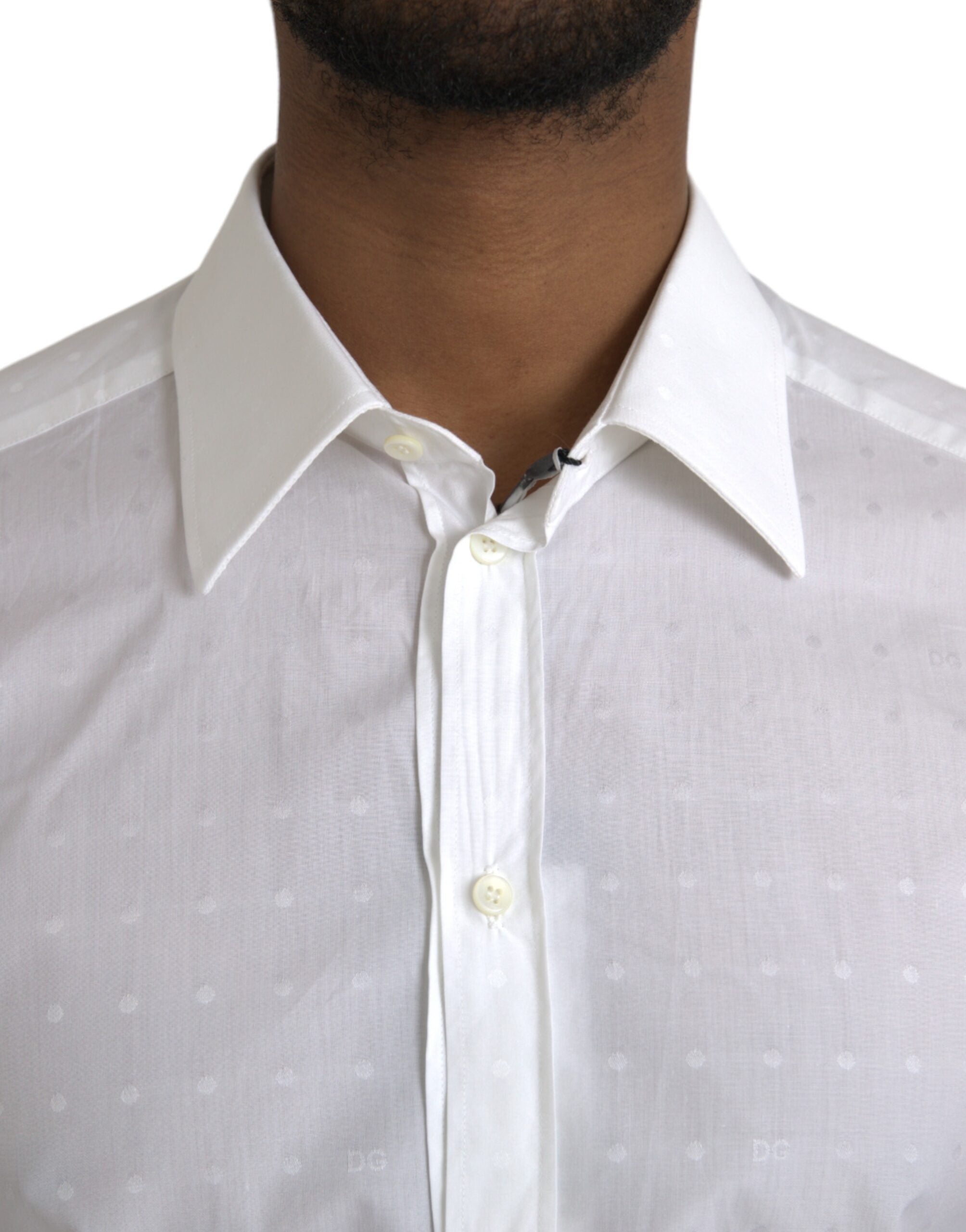 White Logo Cotton Men Dress GOLD Shirt - ventzia