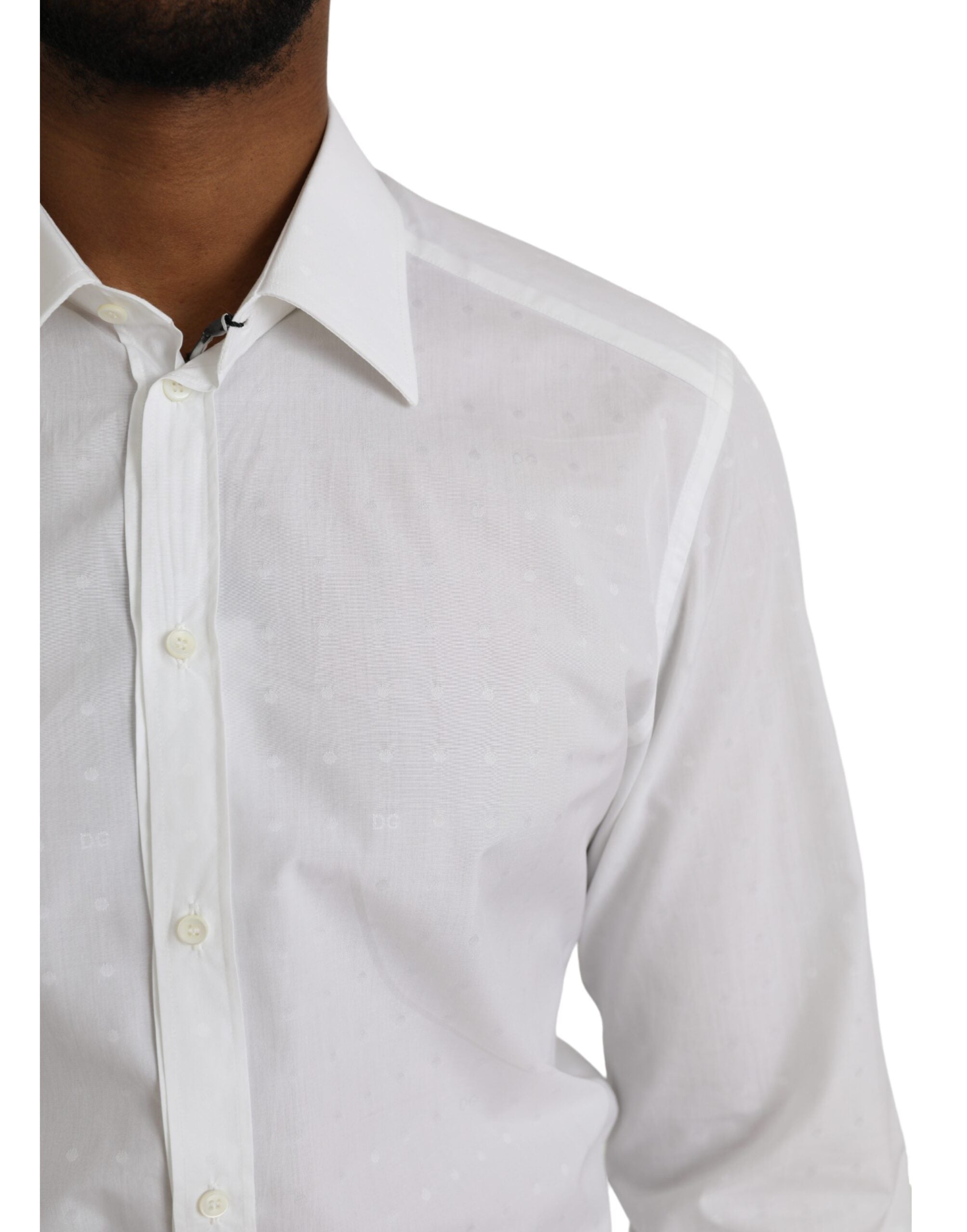White Logo Cotton Men Dress GOLD Shirt - ventzia