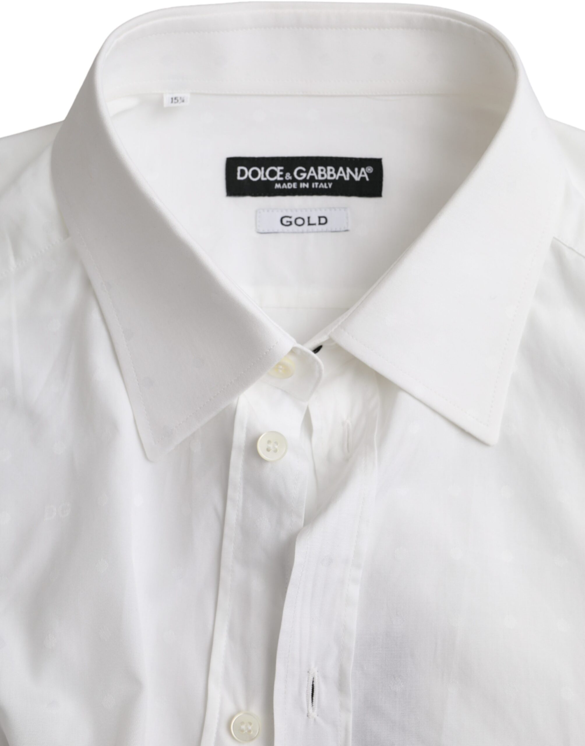 White Logo Cotton Men Dress GOLD Shirt - ventzia