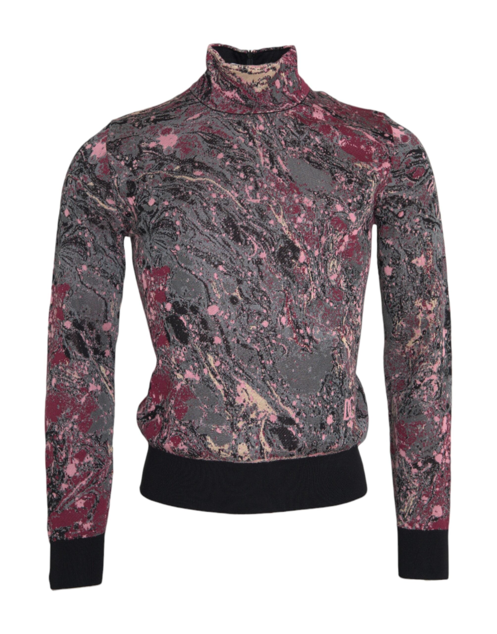 Multicolor Graphic Turtle Neck Men Sweater - ventzia