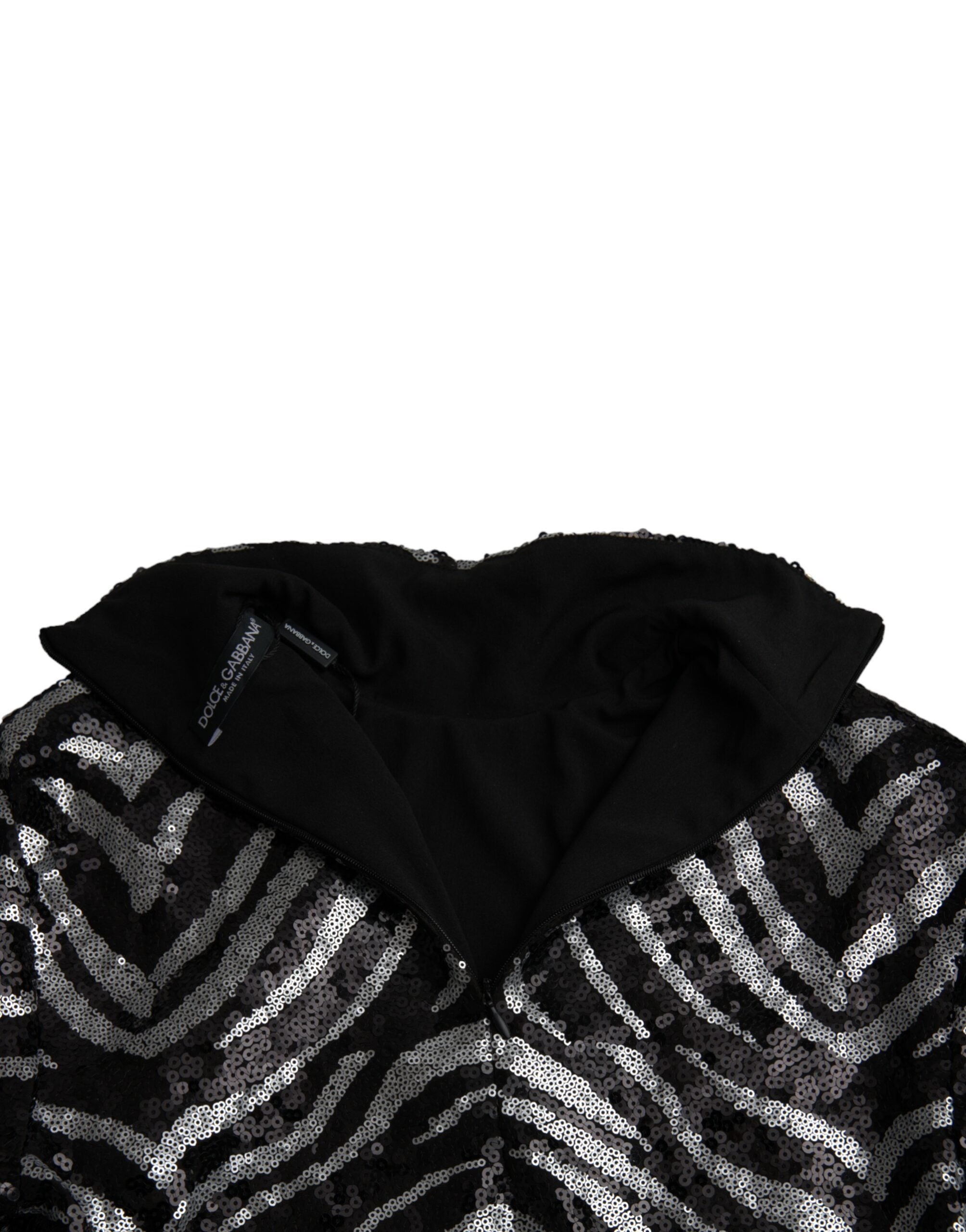 Black Silver Sequined Polyester Sweater - ventzia