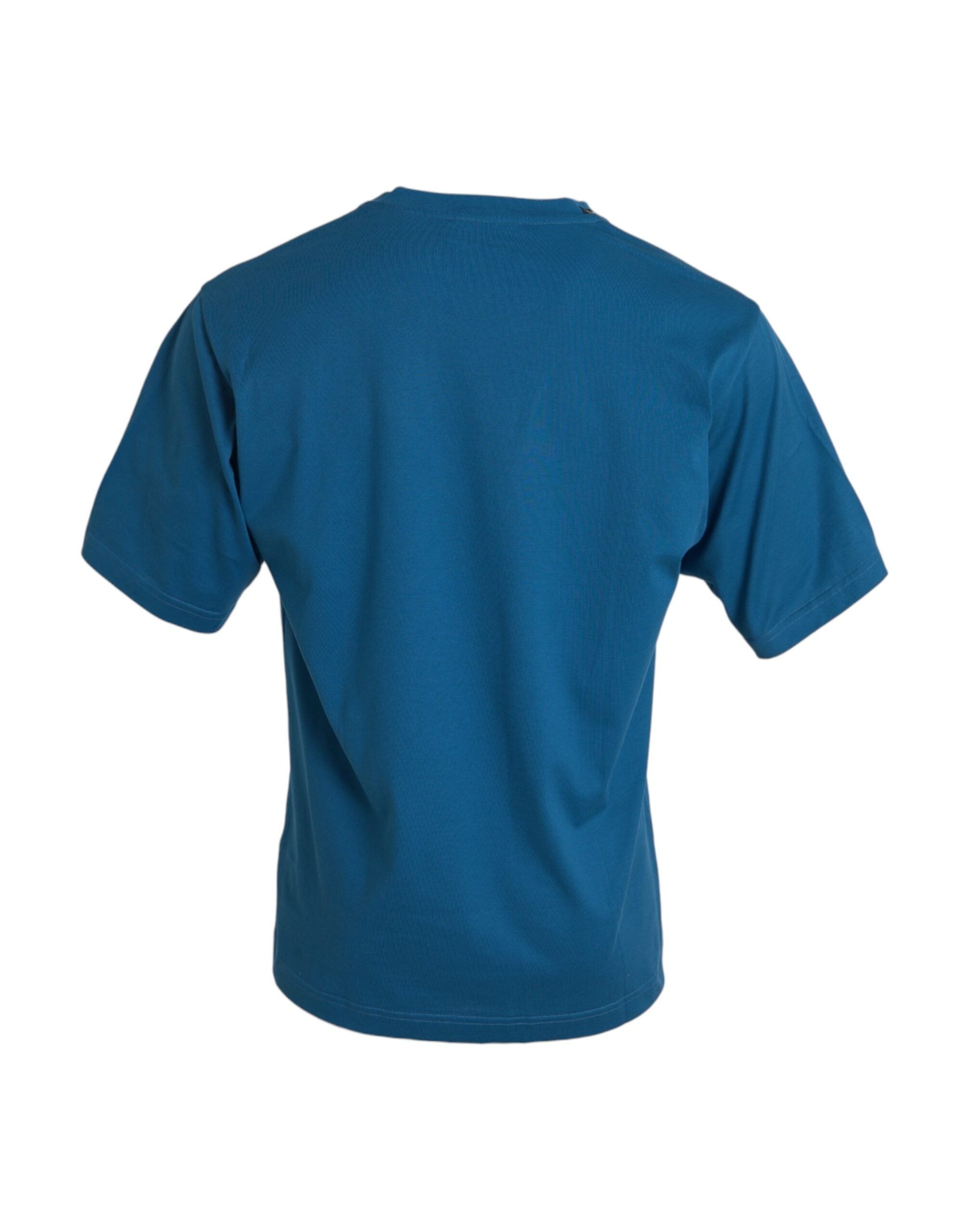 Blue Logo Round Neck Short Sleeves T-shirt - ventzia