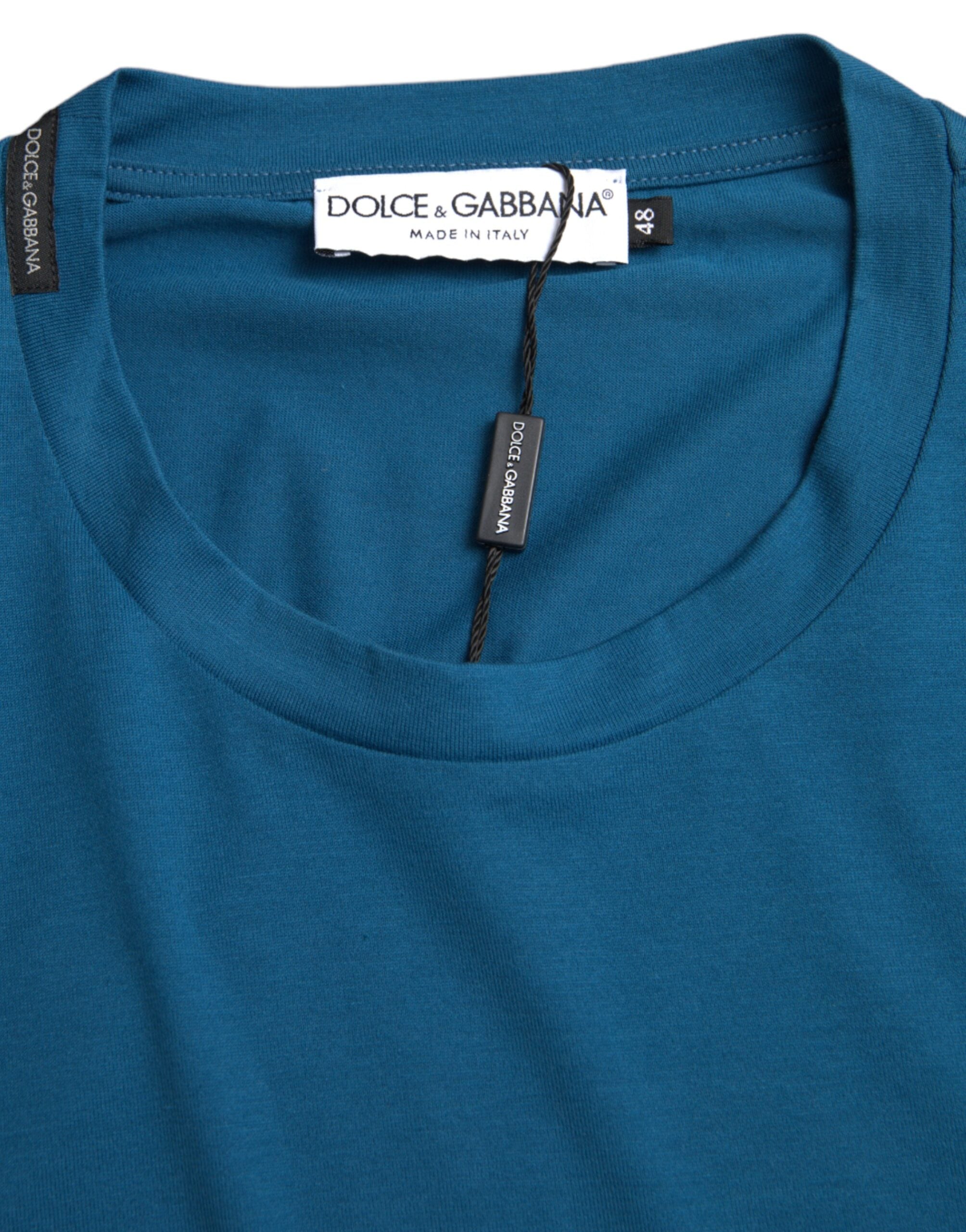 Blue Logo Round Neck Short Sleeves T-shirt - ventzia