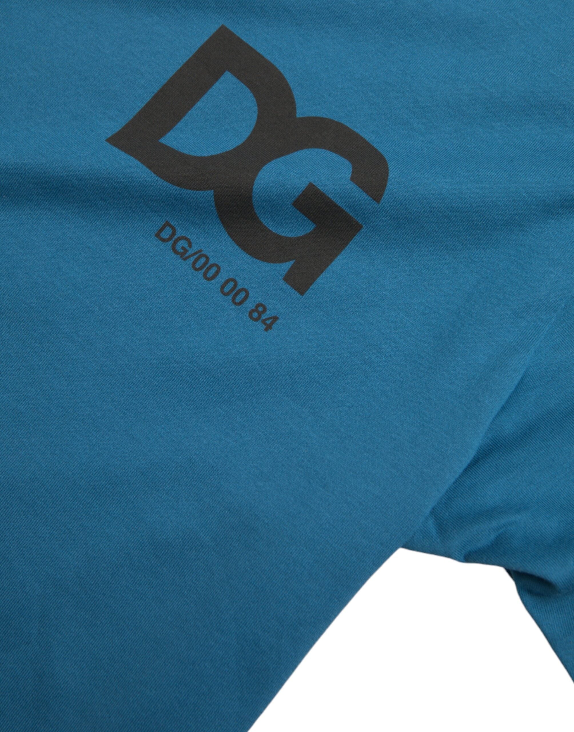 Blue Logo Round Neck Short Sleeves T-shirt - ventzia