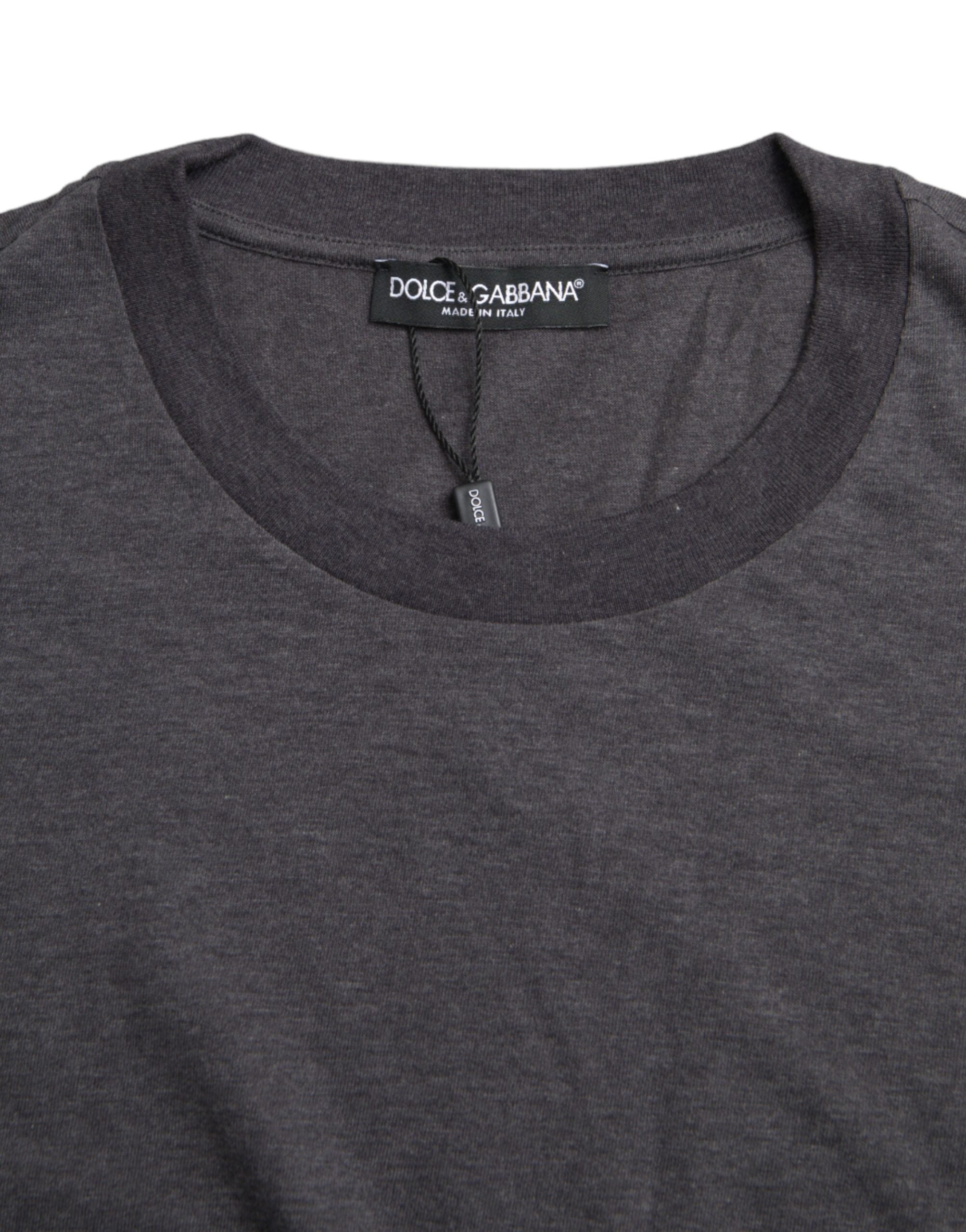 Gray Cotton Round Neck Short Sleeve T-shirt - ventzia