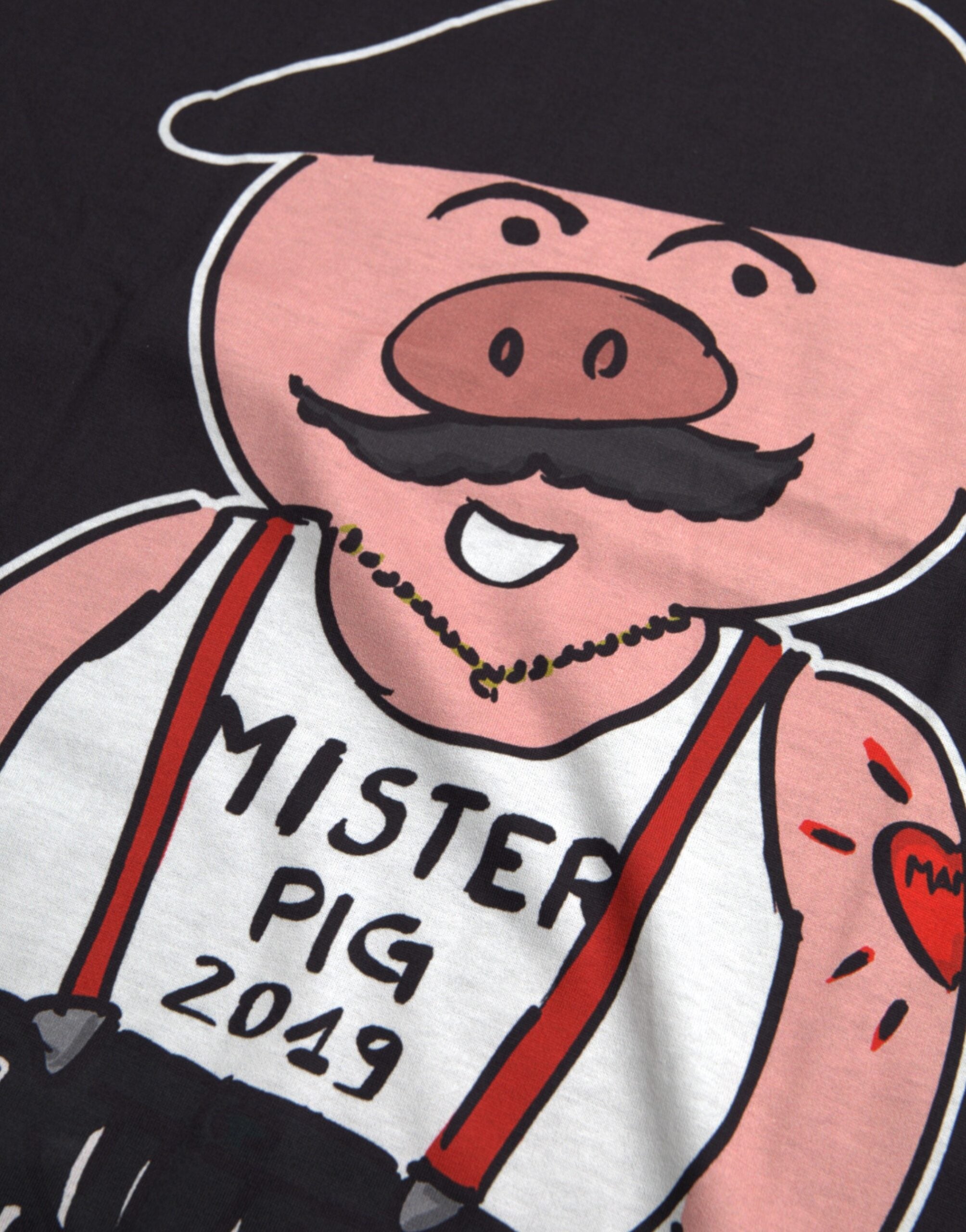 Black Cotton 2019 Year of the Pig T-shirt - ventzia