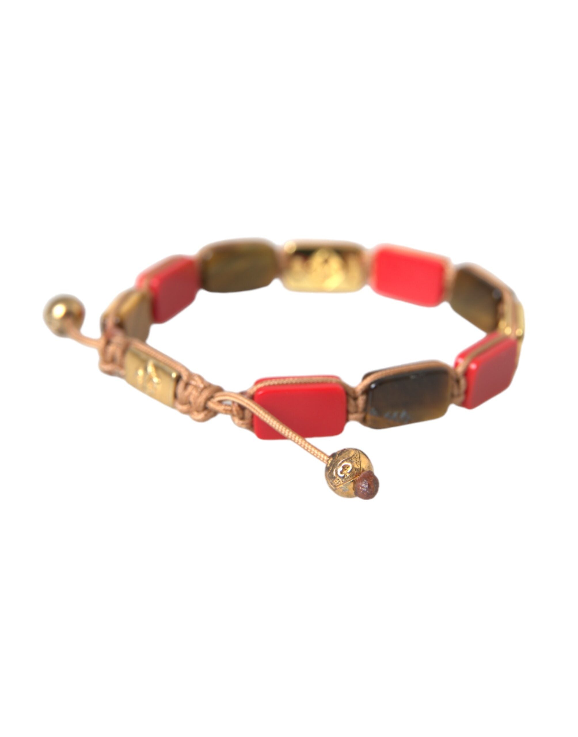 CZ Tiger Eye Red Coral 925 Silver Men Bracelet - ventzia