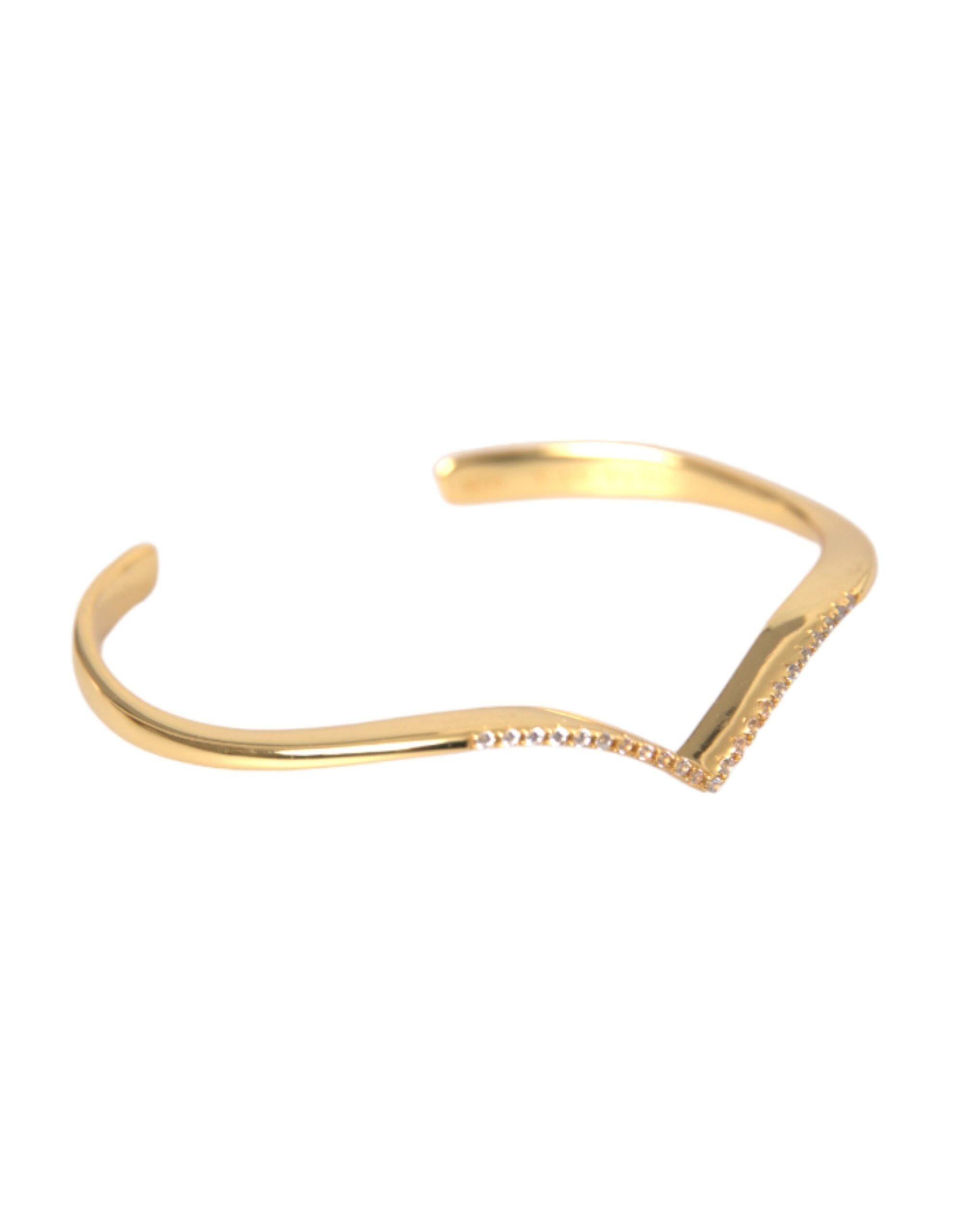 Arched Wing Cuff Skyfall Gold CZ 925 Bracelet - ventzia