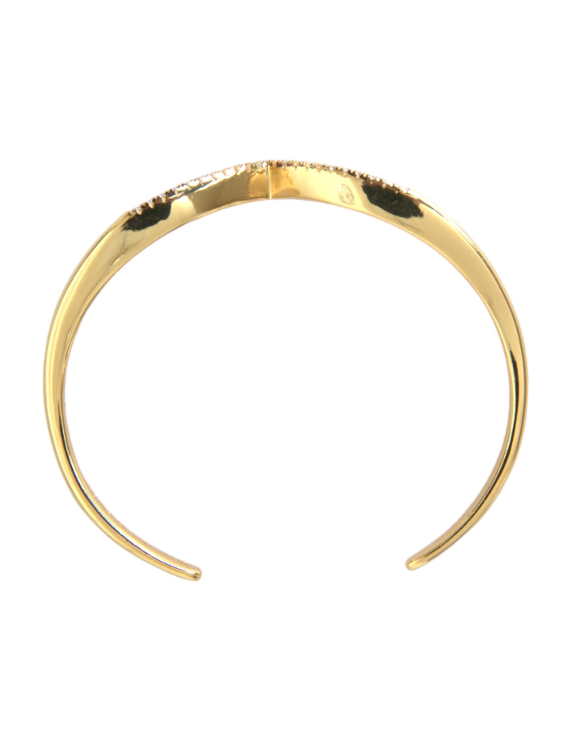 Arched Wing Cuff Skyfall Gold CZ 925 Bracelet - ventzia