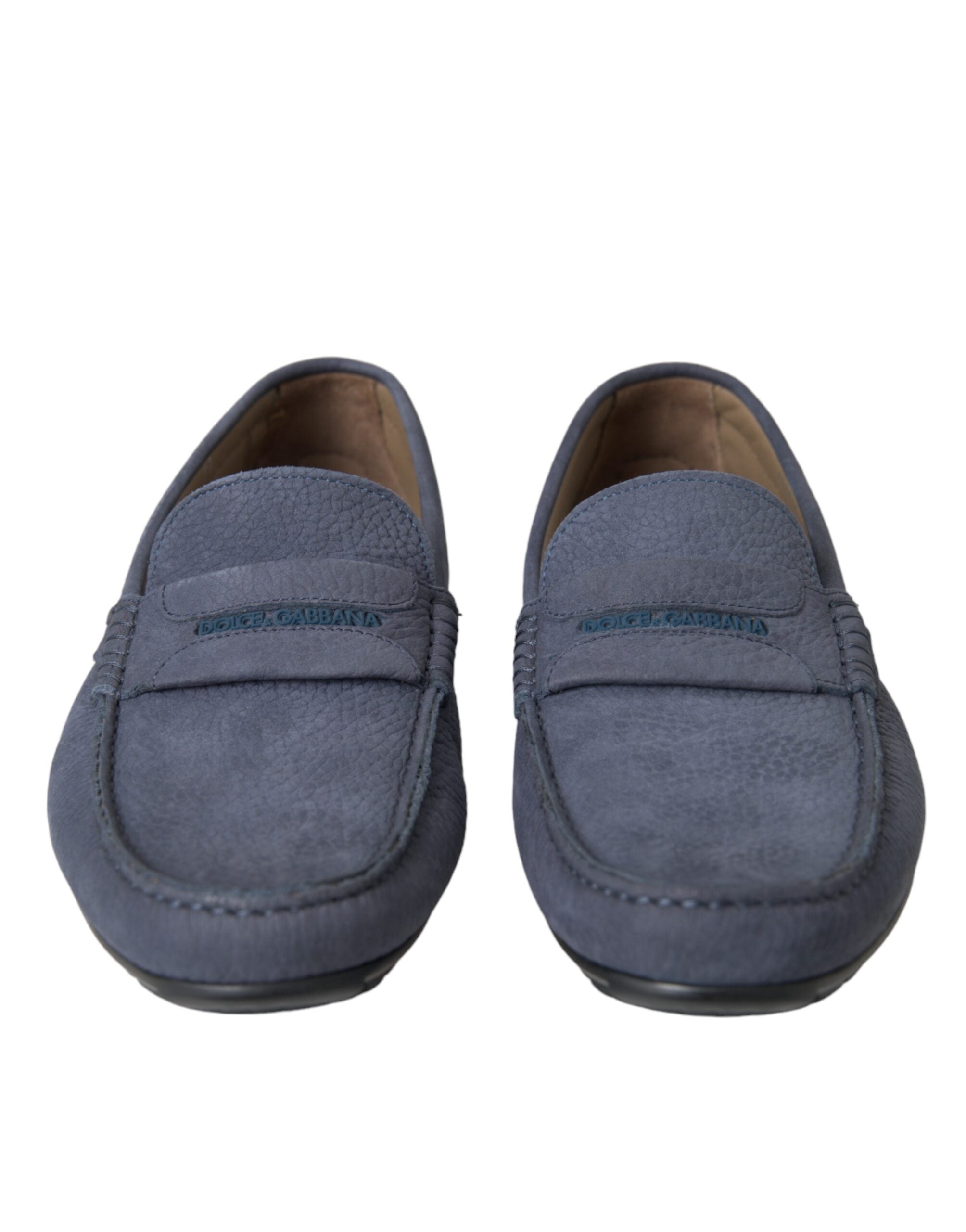Blue Calf Leather Slip On Moccasin Shoes - ventzia