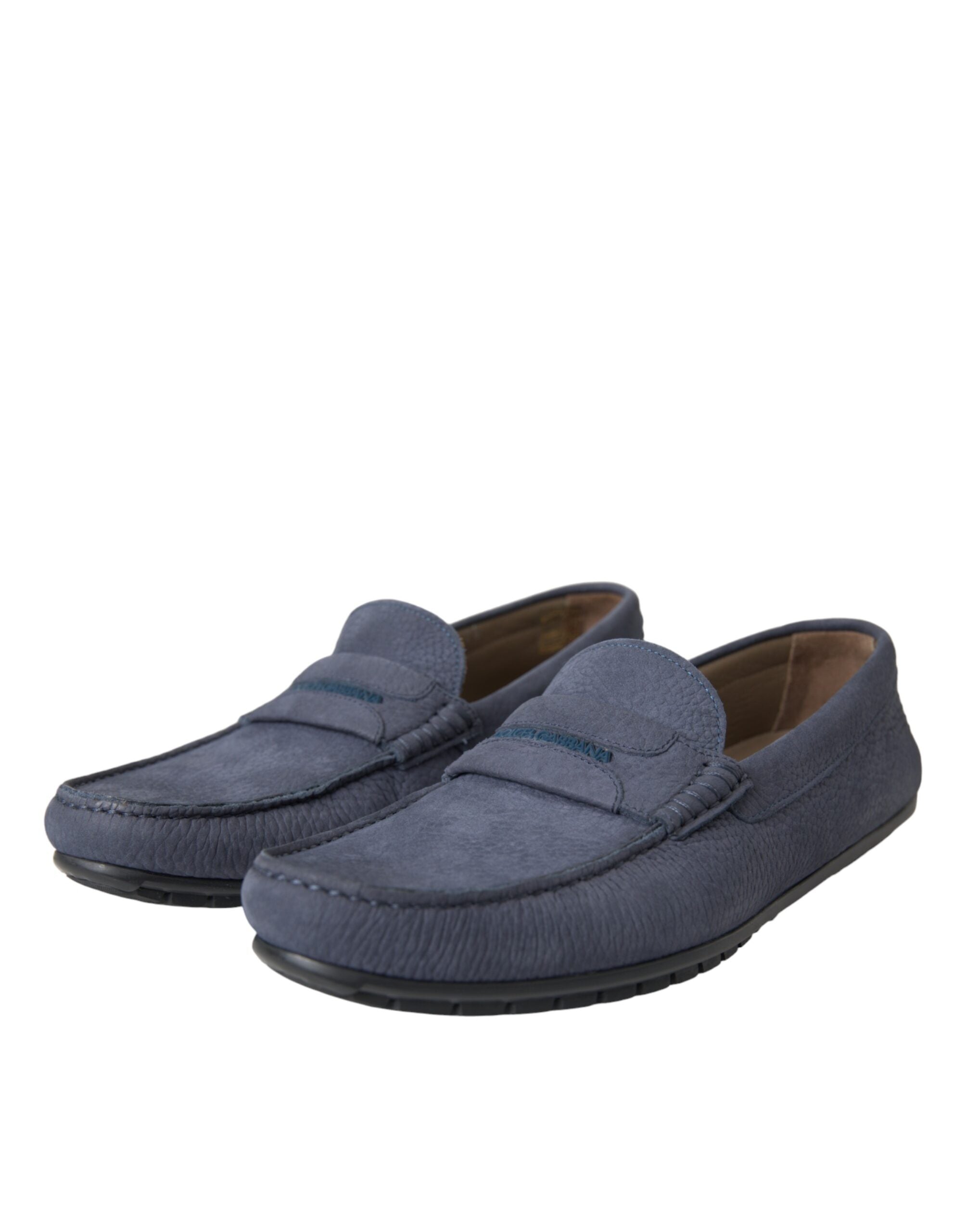 Blue Calf Leather Slip On Moccasin Shoes - ventzia