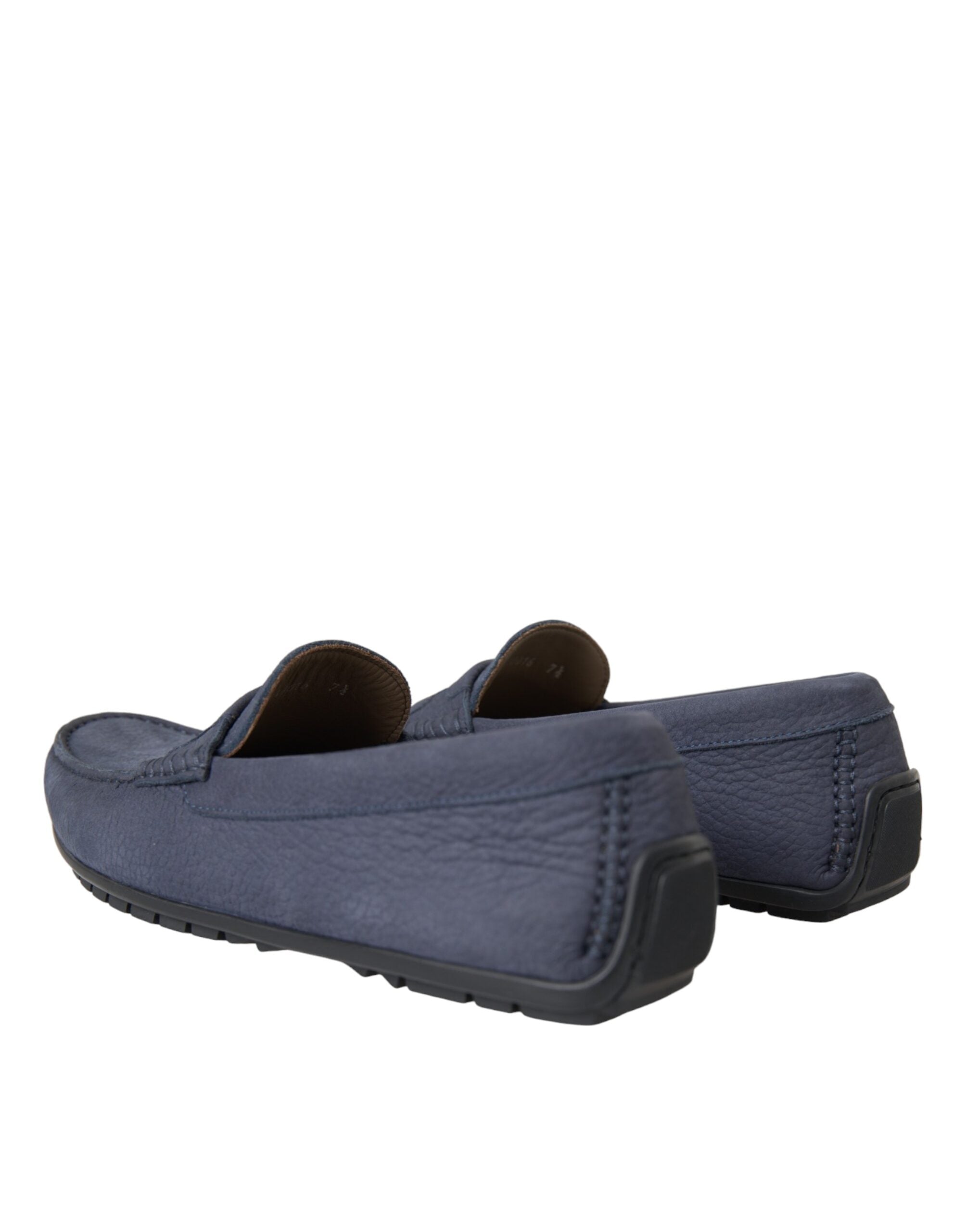 Blue Calf Leather Slip On Moccasin Shoes - ventzia