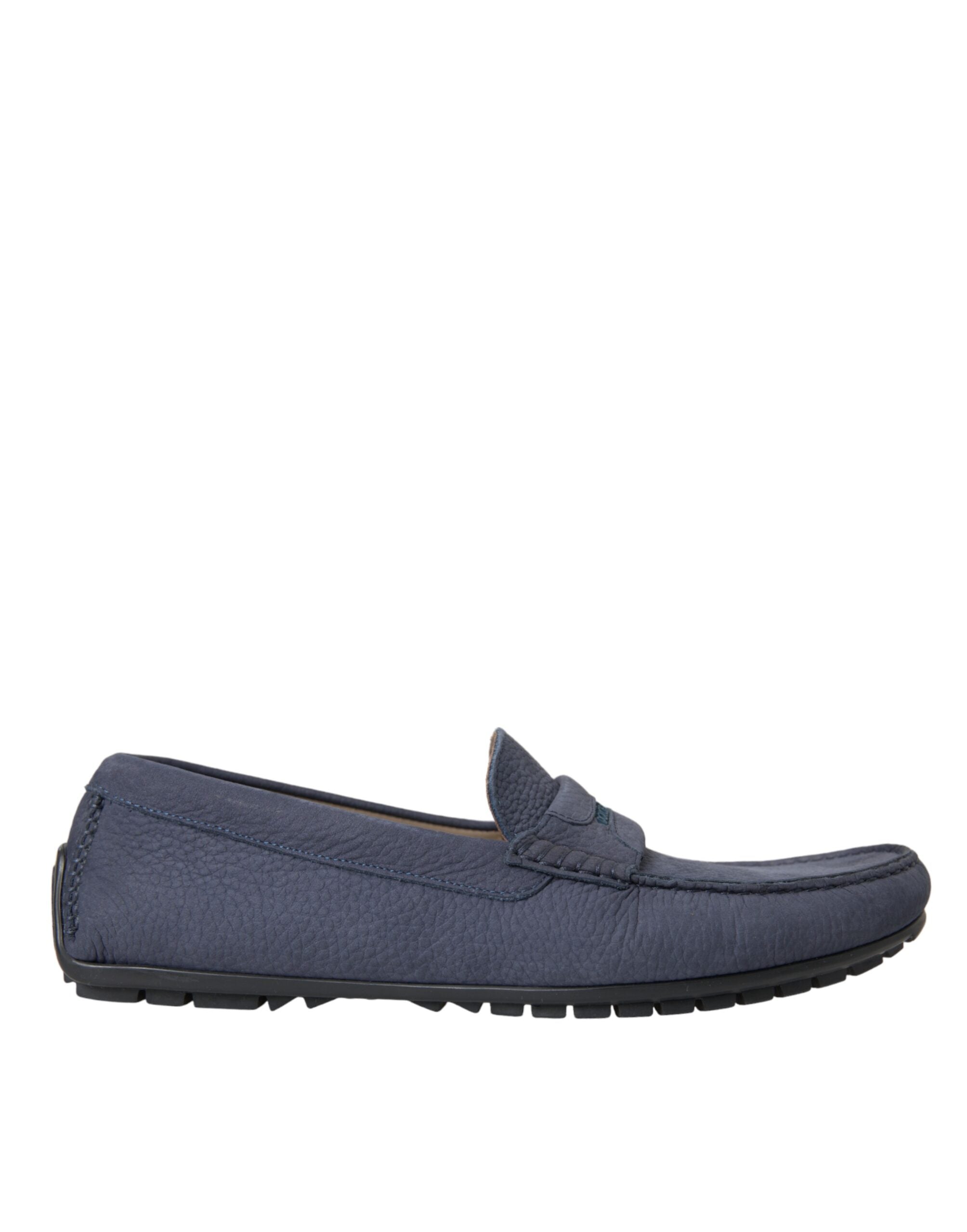 Blue Calf Leather Slip On Moccasin Shoes - ventzia