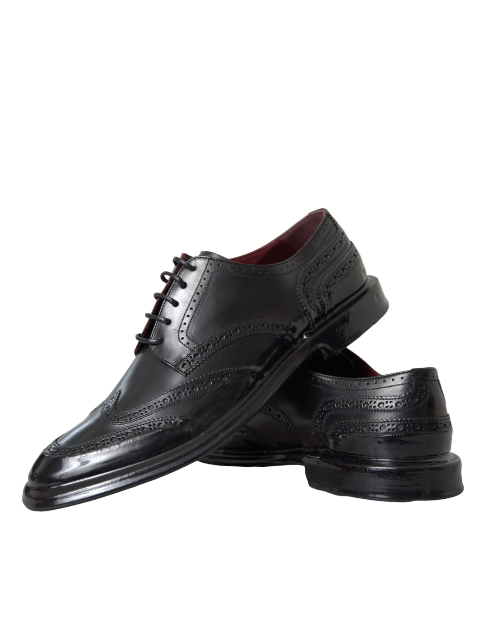 Black Leather Oxford Wingtip Formal Men Shoes - ventzia