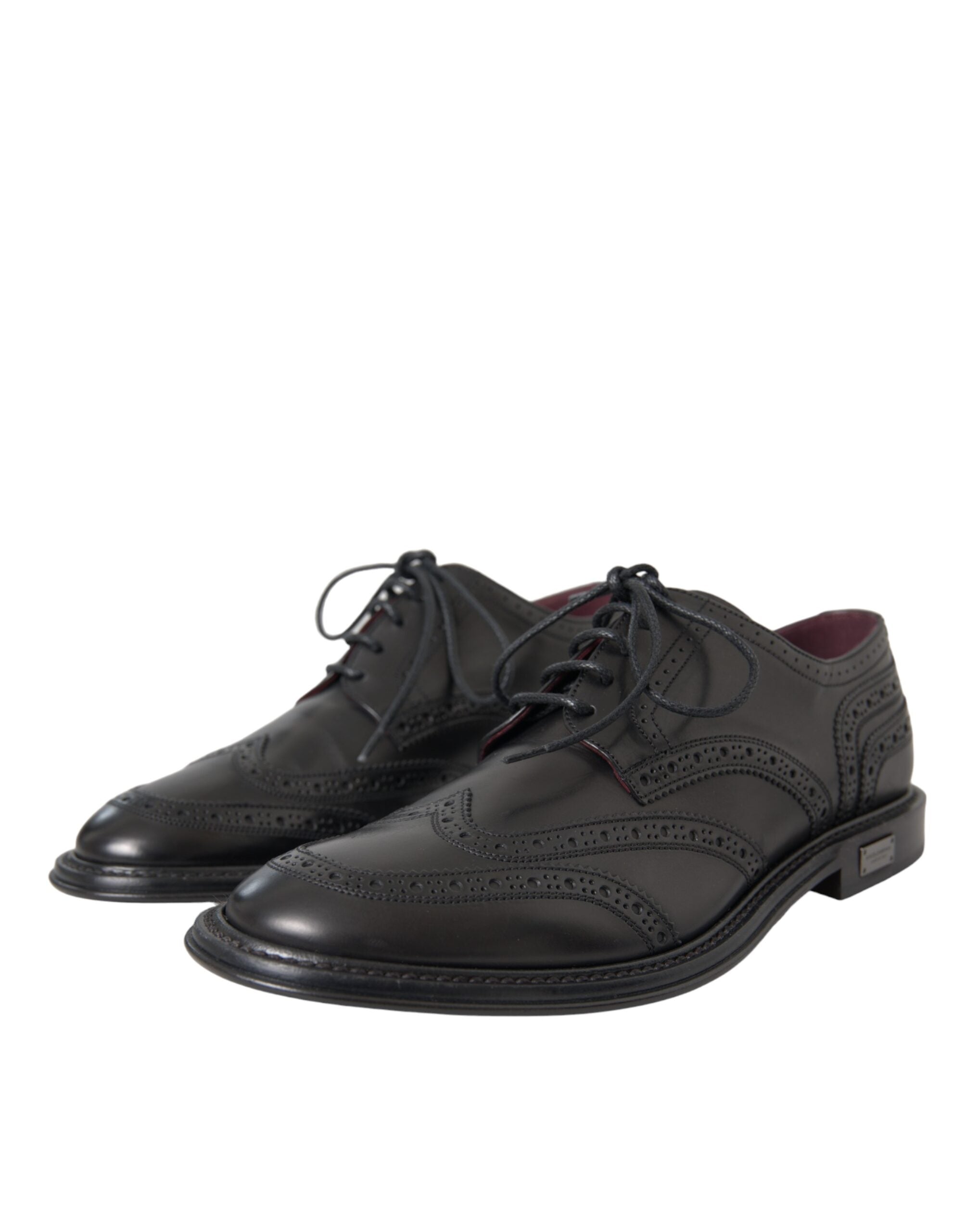 Black Leather Oxford Wingtip Formal Men Shoes - ventzia