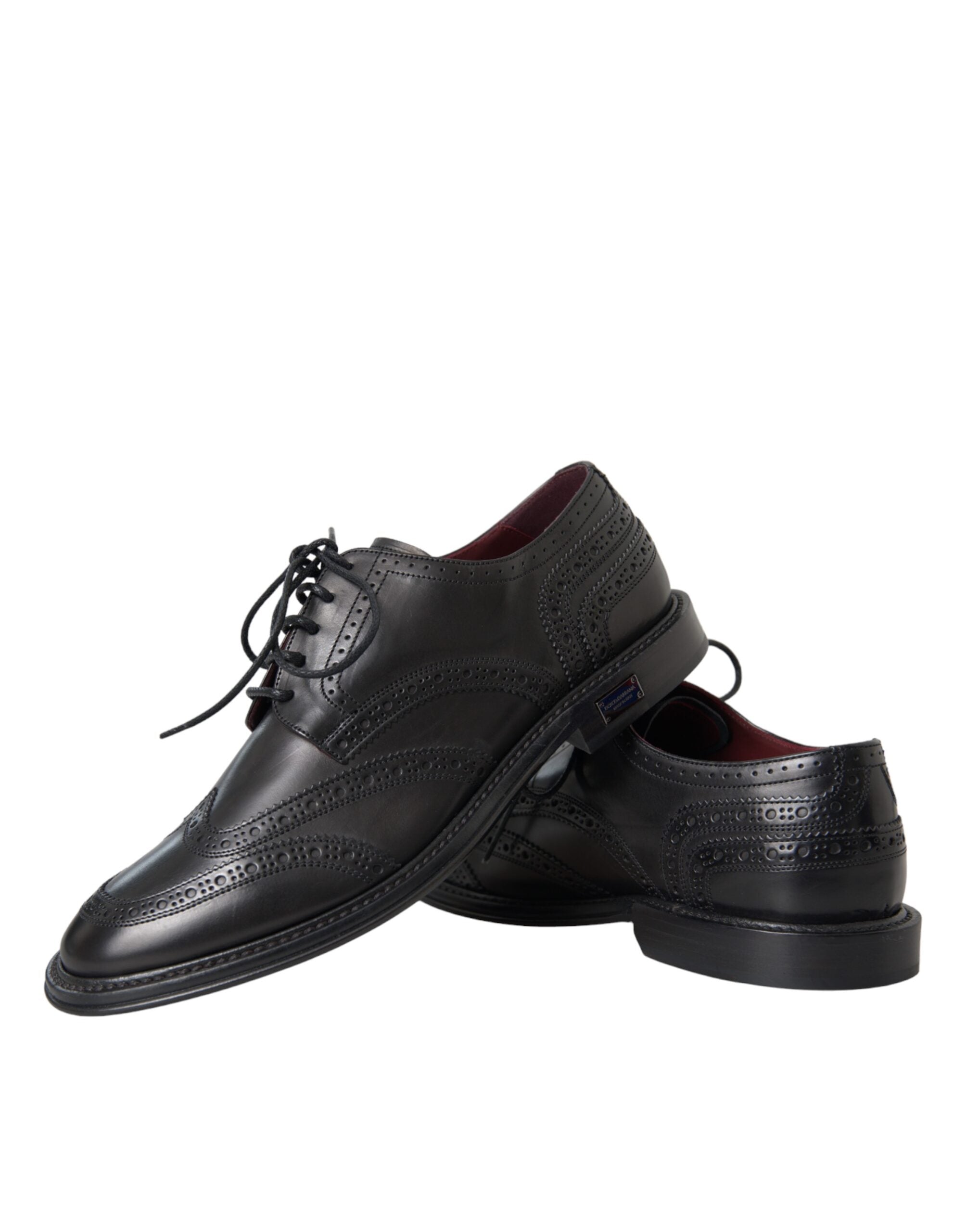 Black Leather Oxford Wingtip Formal Men Shoes - ventzia