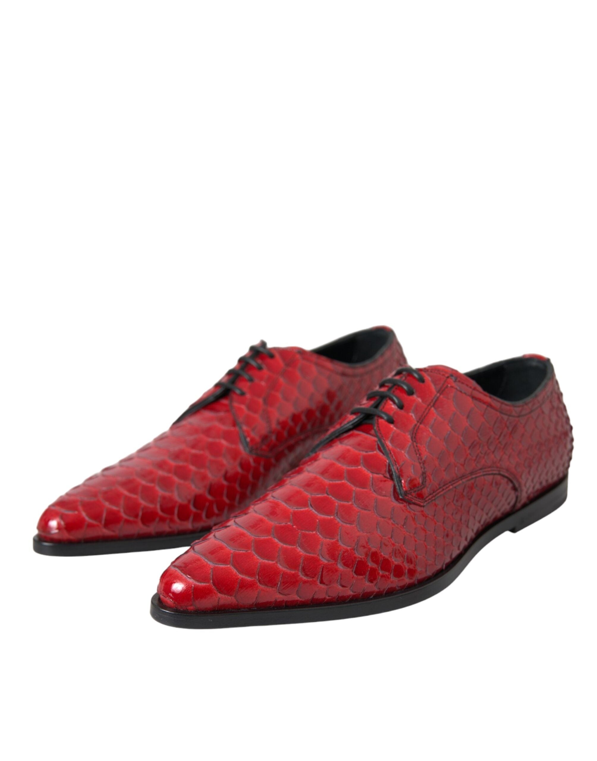 Red Textured Varnished Derby Men Formal Shoes - ventzia