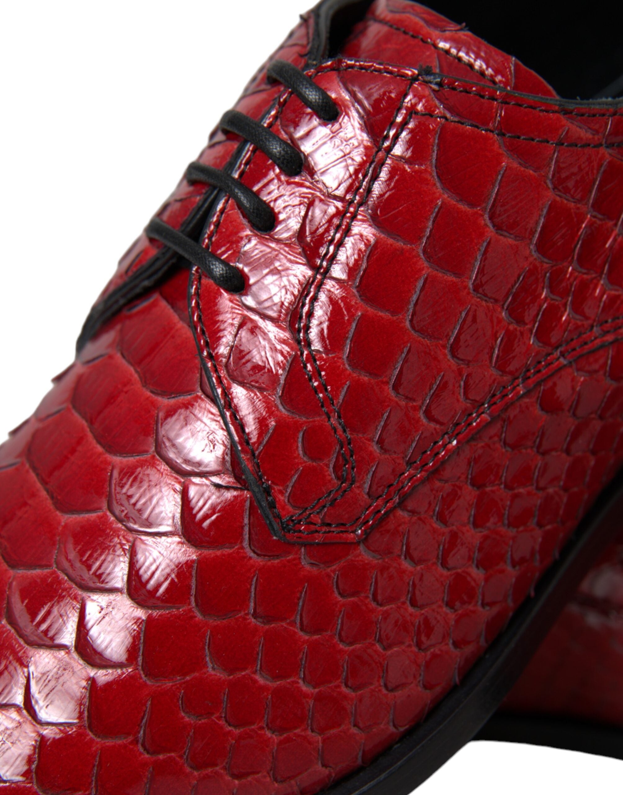 Red Textured Varnished Derby Men Formal Shoes - ventzia