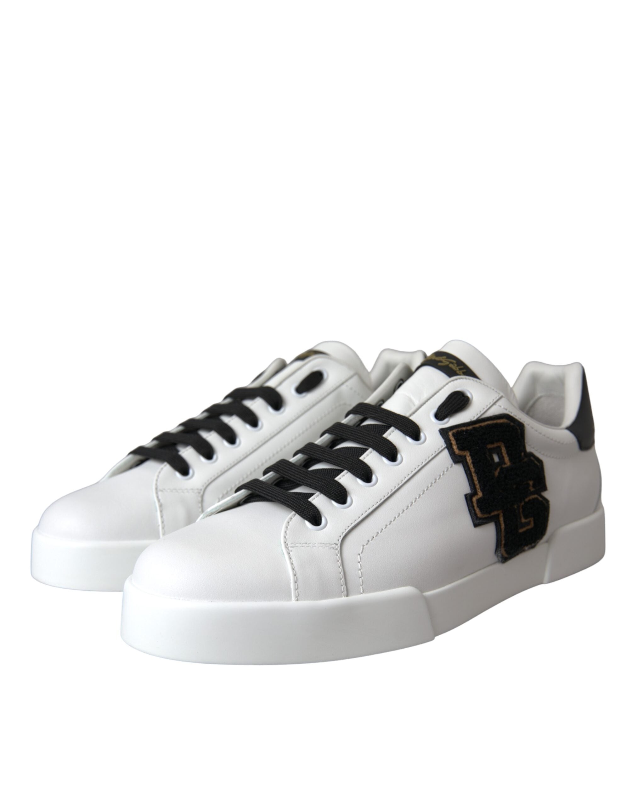 White Leather DG Logo Casual Low Top Sneakers Shoes - ventzia