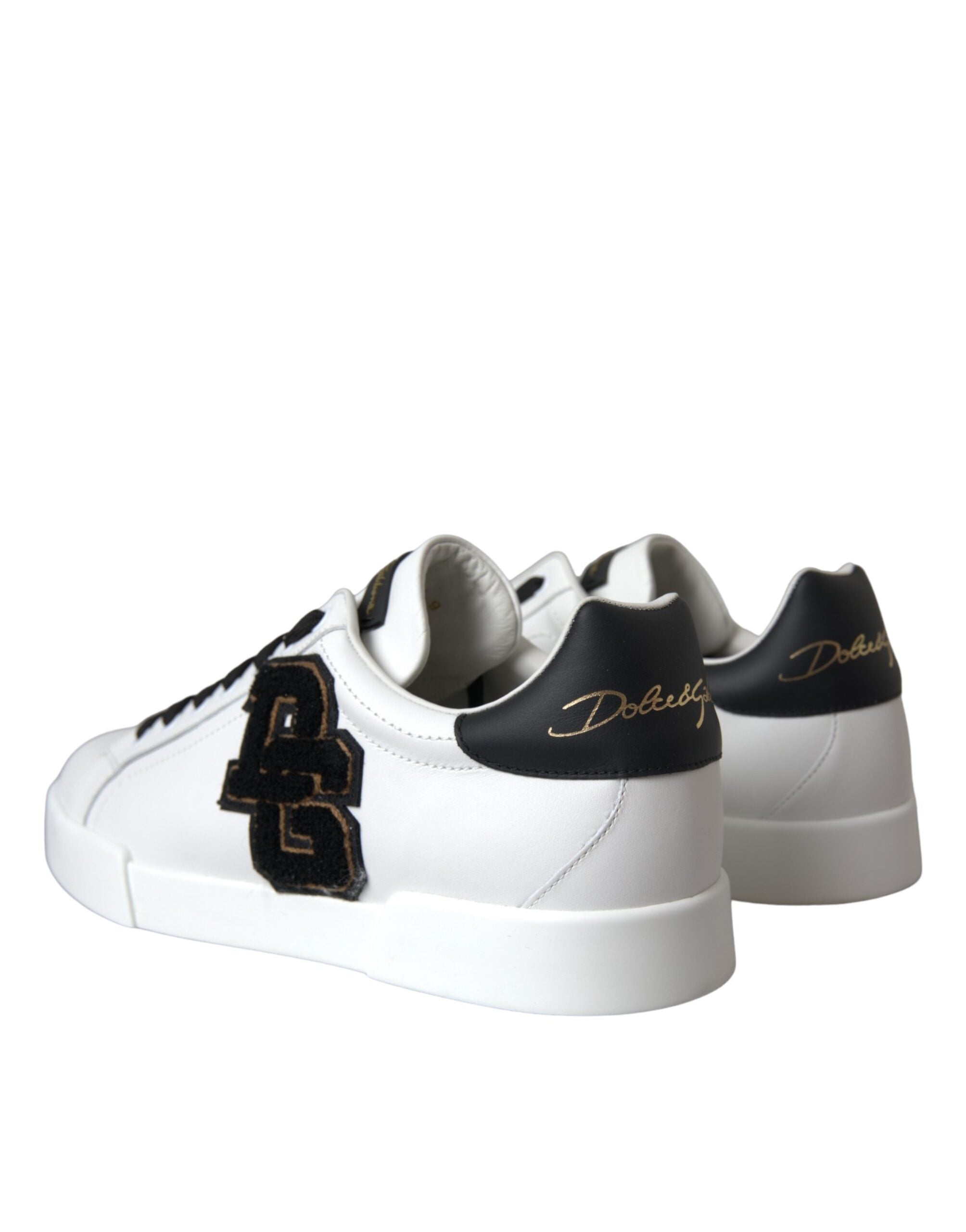 White Leather DG Logo Casual Low Top Sneakers Shoes - ventzia