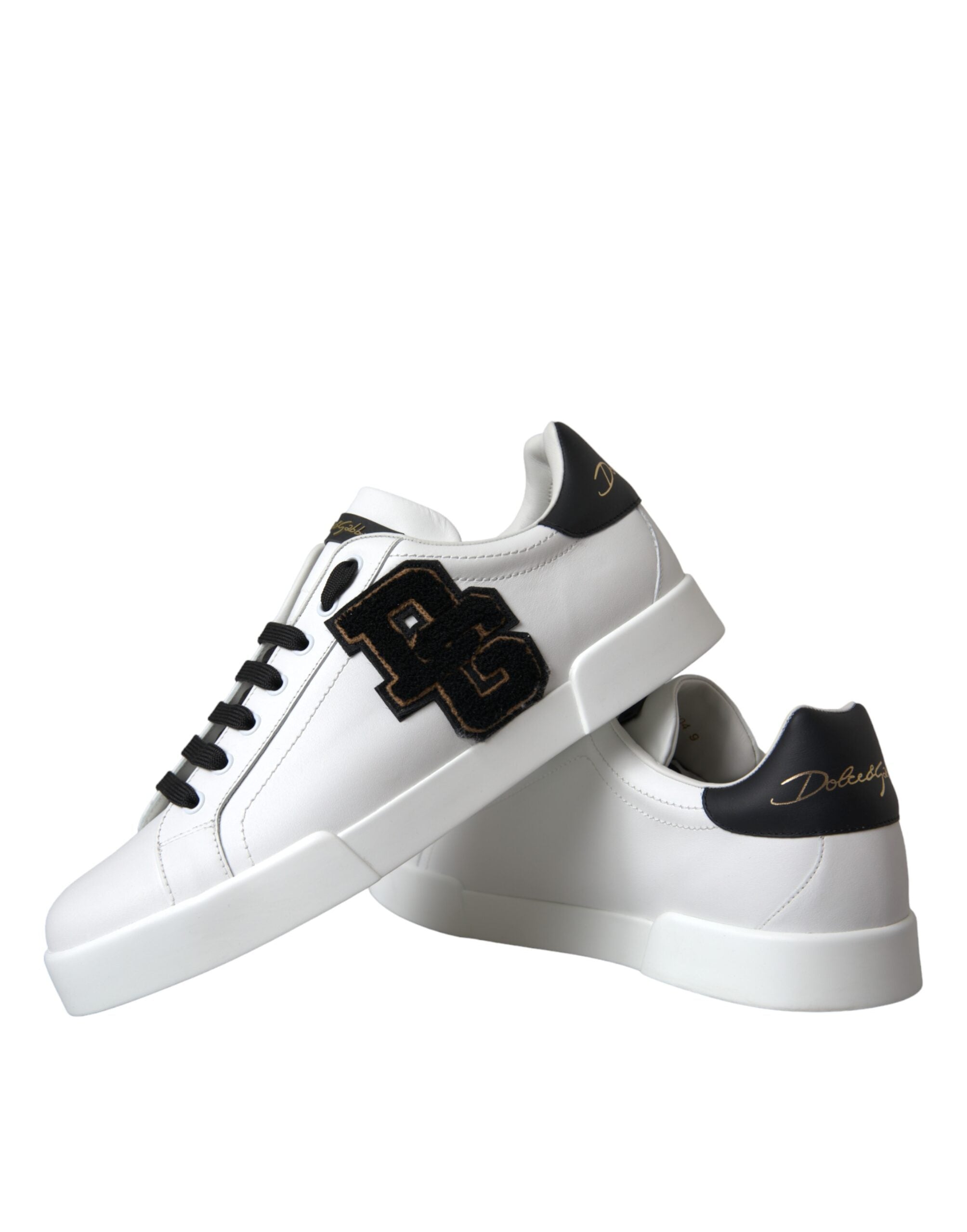 White Leather DG Logo Casual Low Top Sneakers Shoes - ventzia