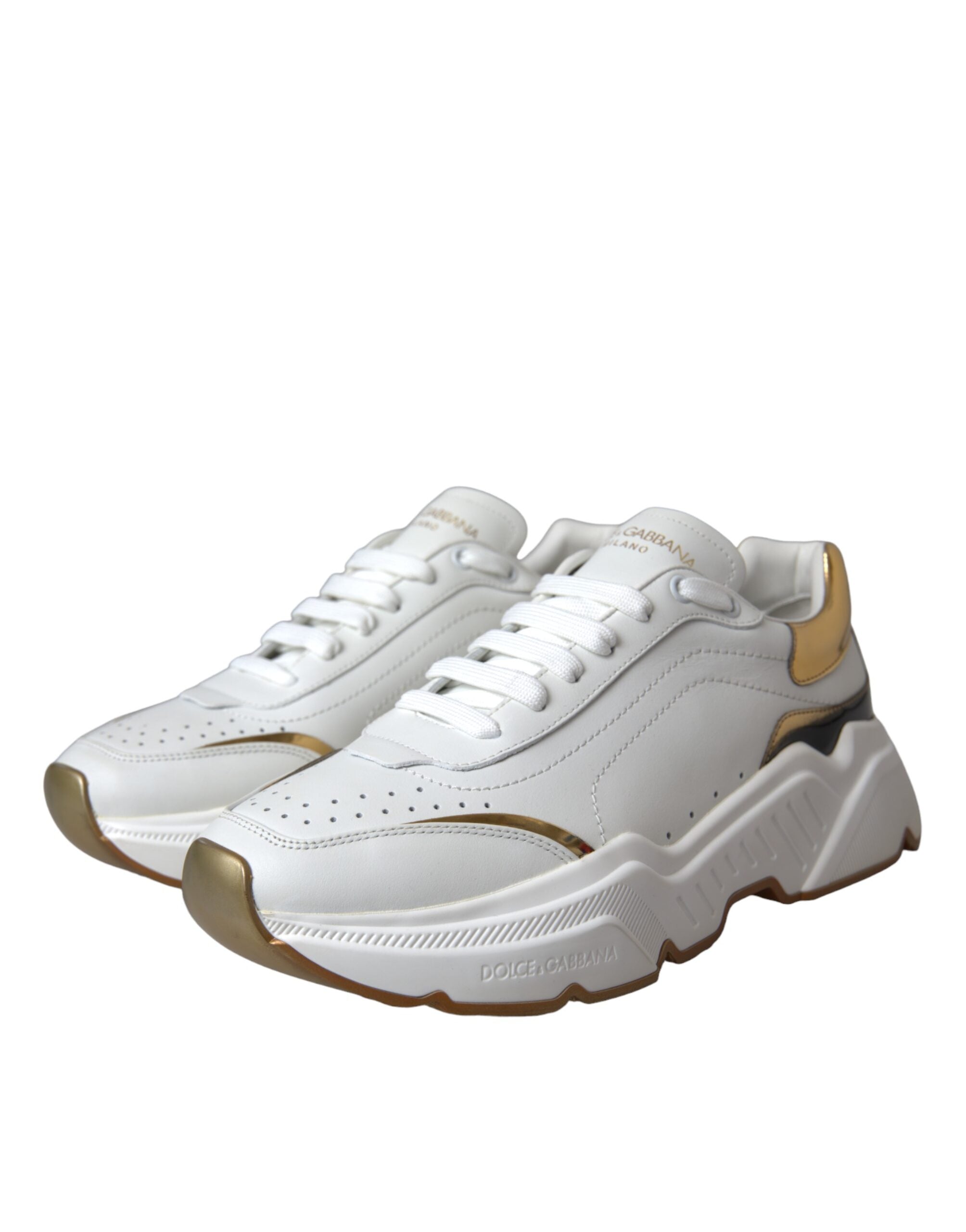 White Gold DAYMASTER Leather Sneakers Shoes - ventzia
