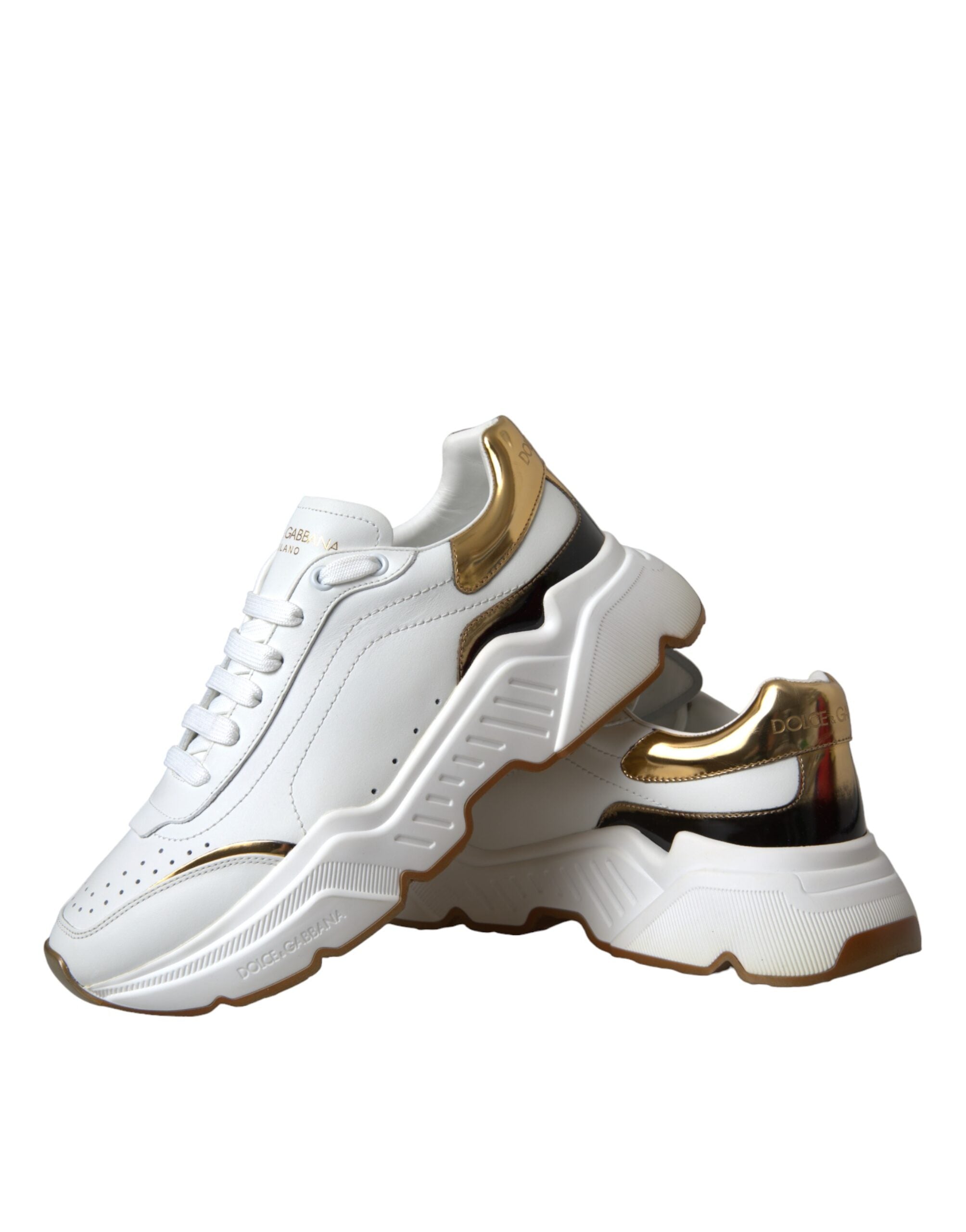 White Gold DAYMASTER Leather Sneakers Shoes - ventzia