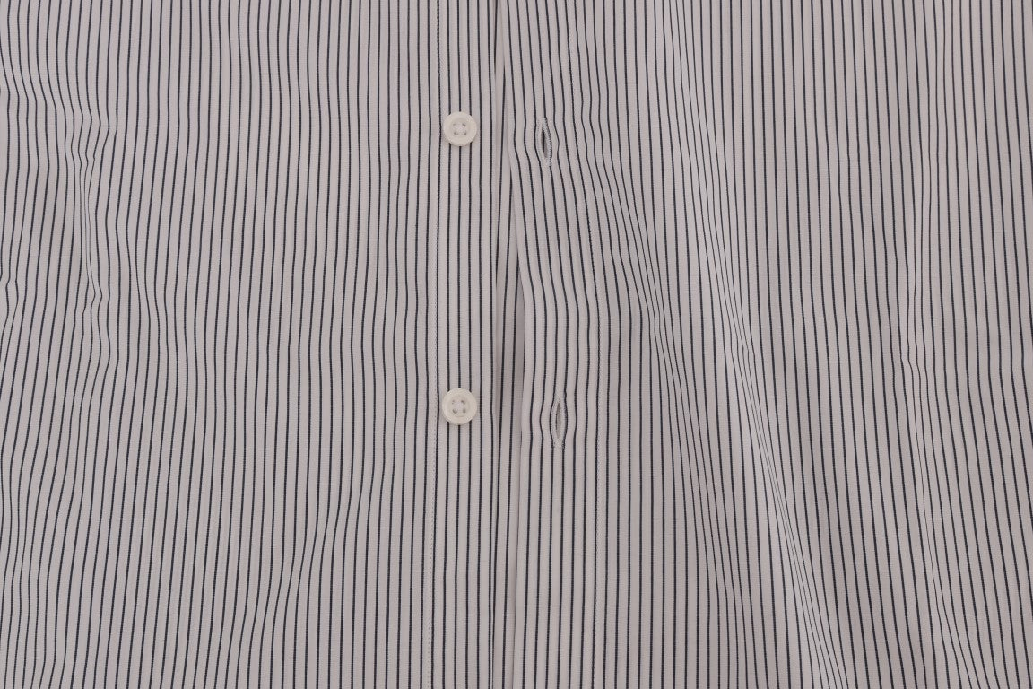 Elegant White & Blue Striped Casual Shirt - ventzia