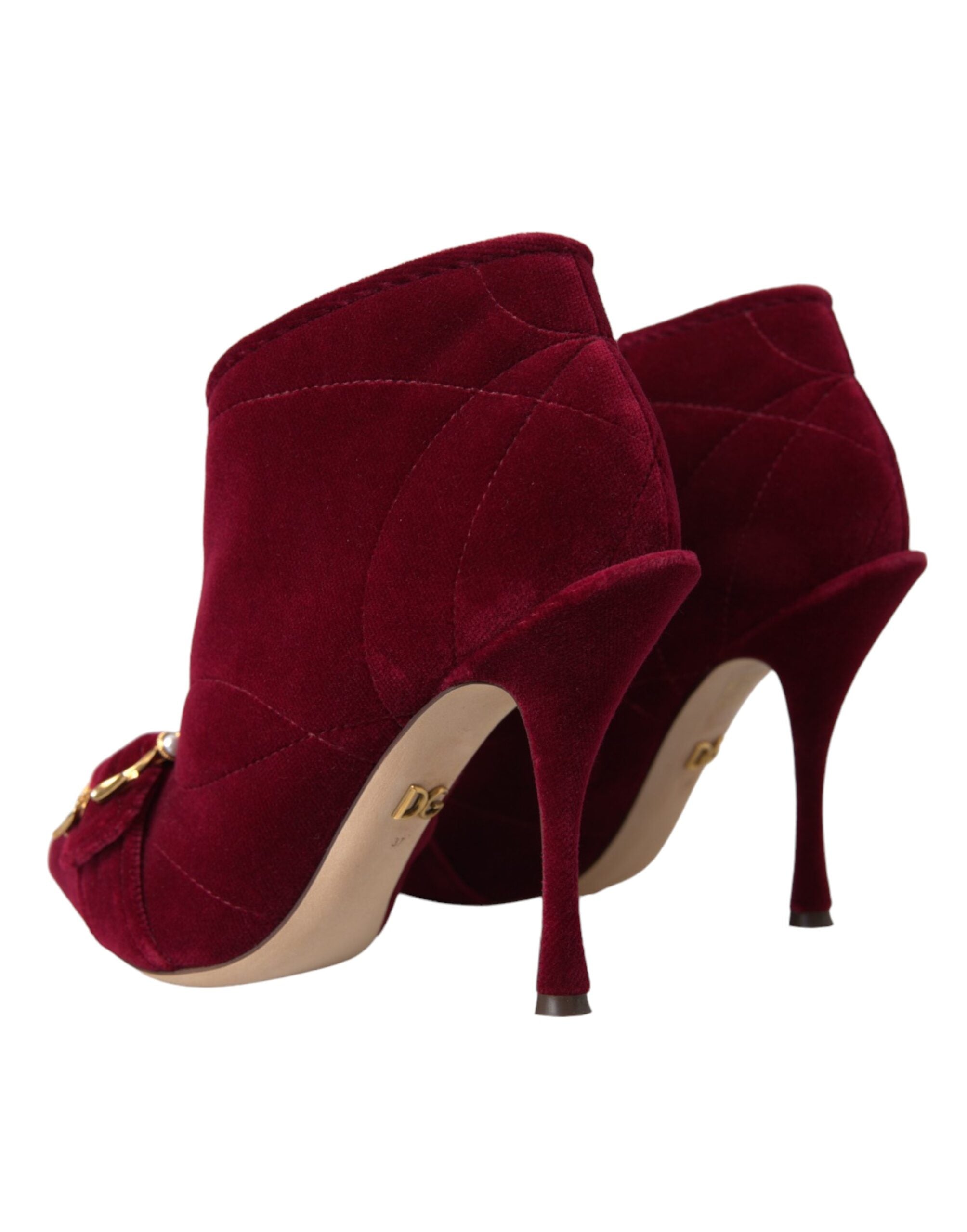 Dark Red Velvet Devotion Buckle Boots Shoes - ventzia