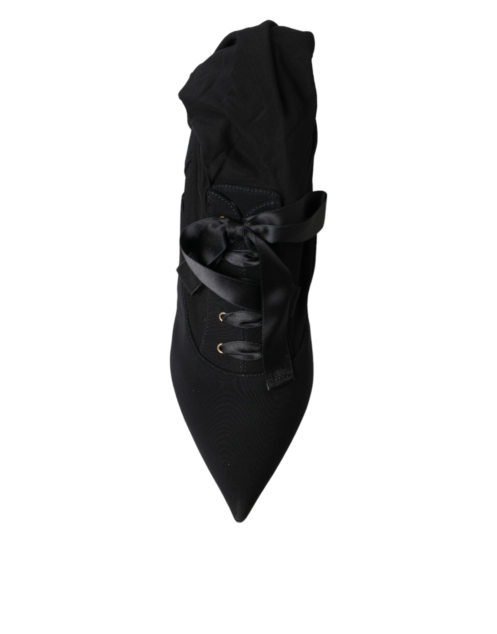 Black Stiletto Heels Mid Calf Boots Shoes - ventzia