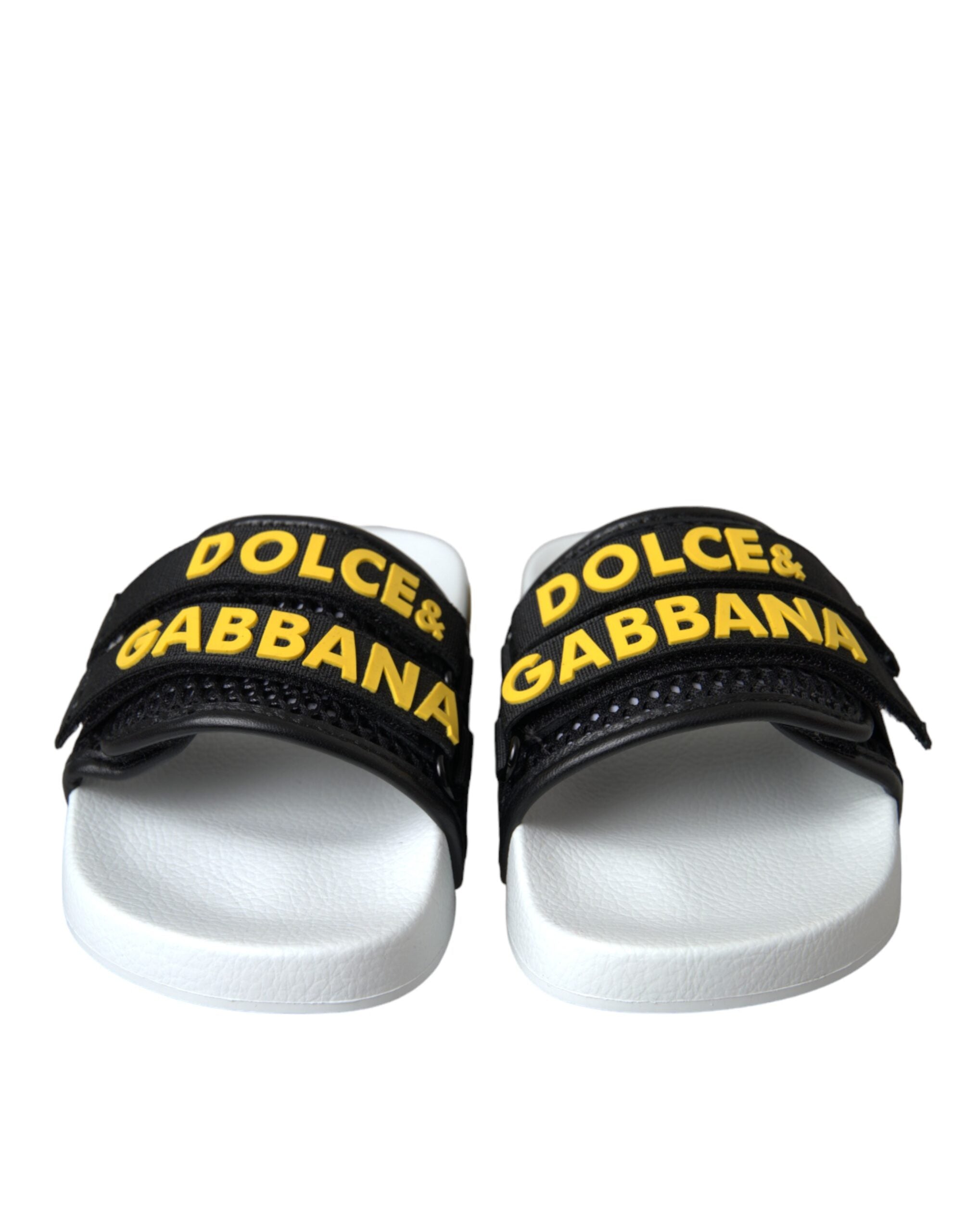 White Black Logo Beachwear Flats Sandals Shoes - ventzia