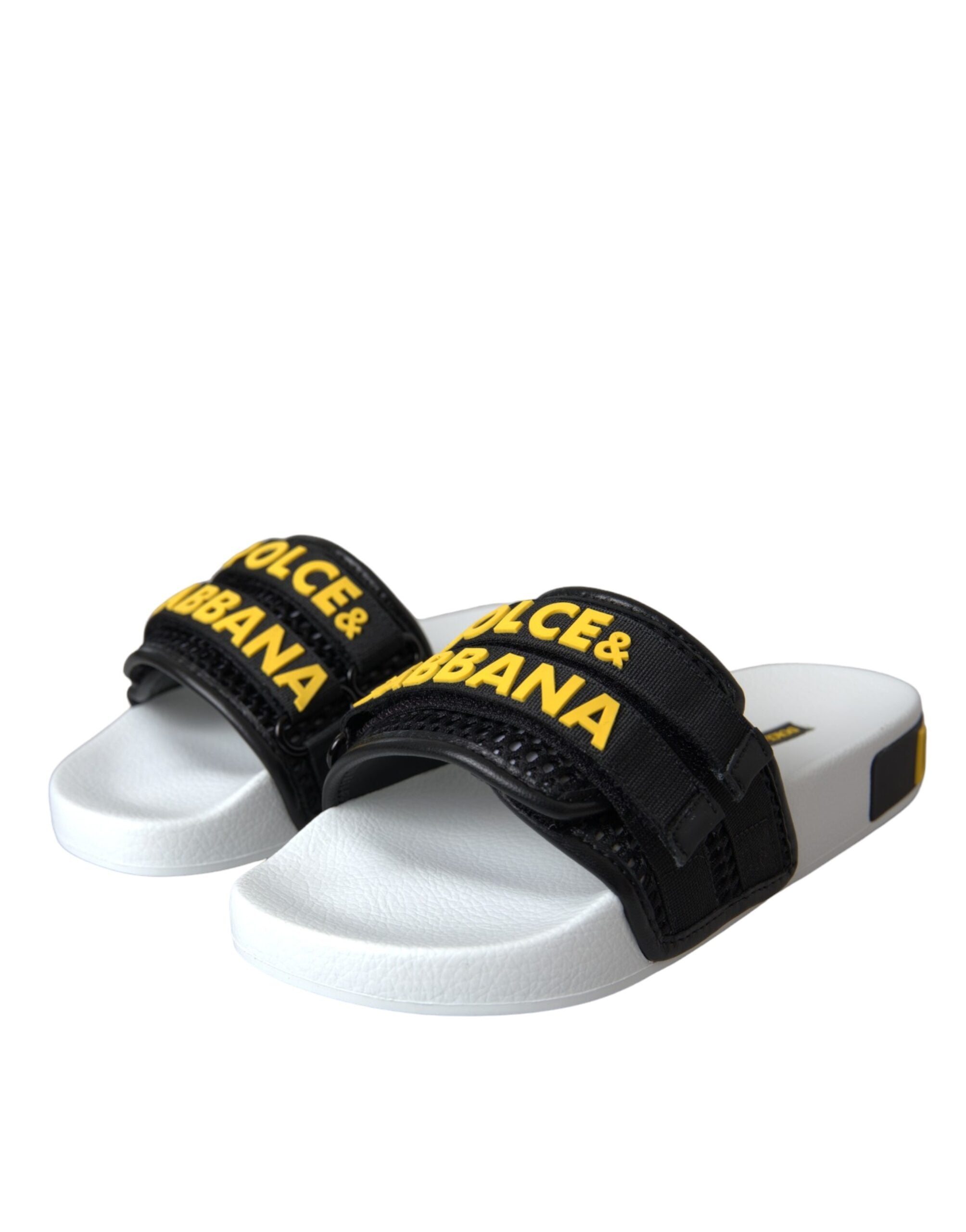 White Black Logo Beachwear Flats Sandals Shoes - ventzia