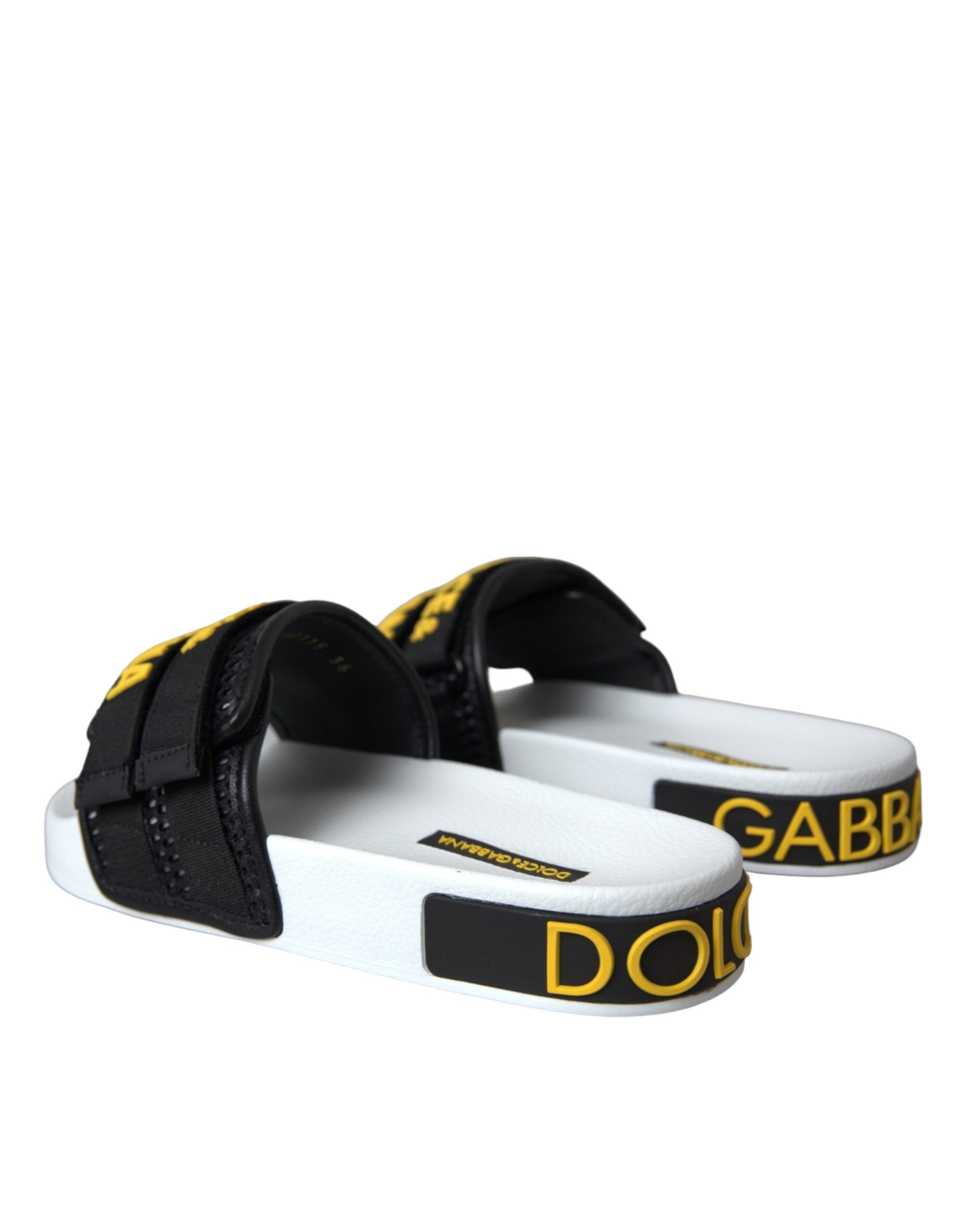 White Black Logo Beachwear Flats Sandals Shoes - ventzia