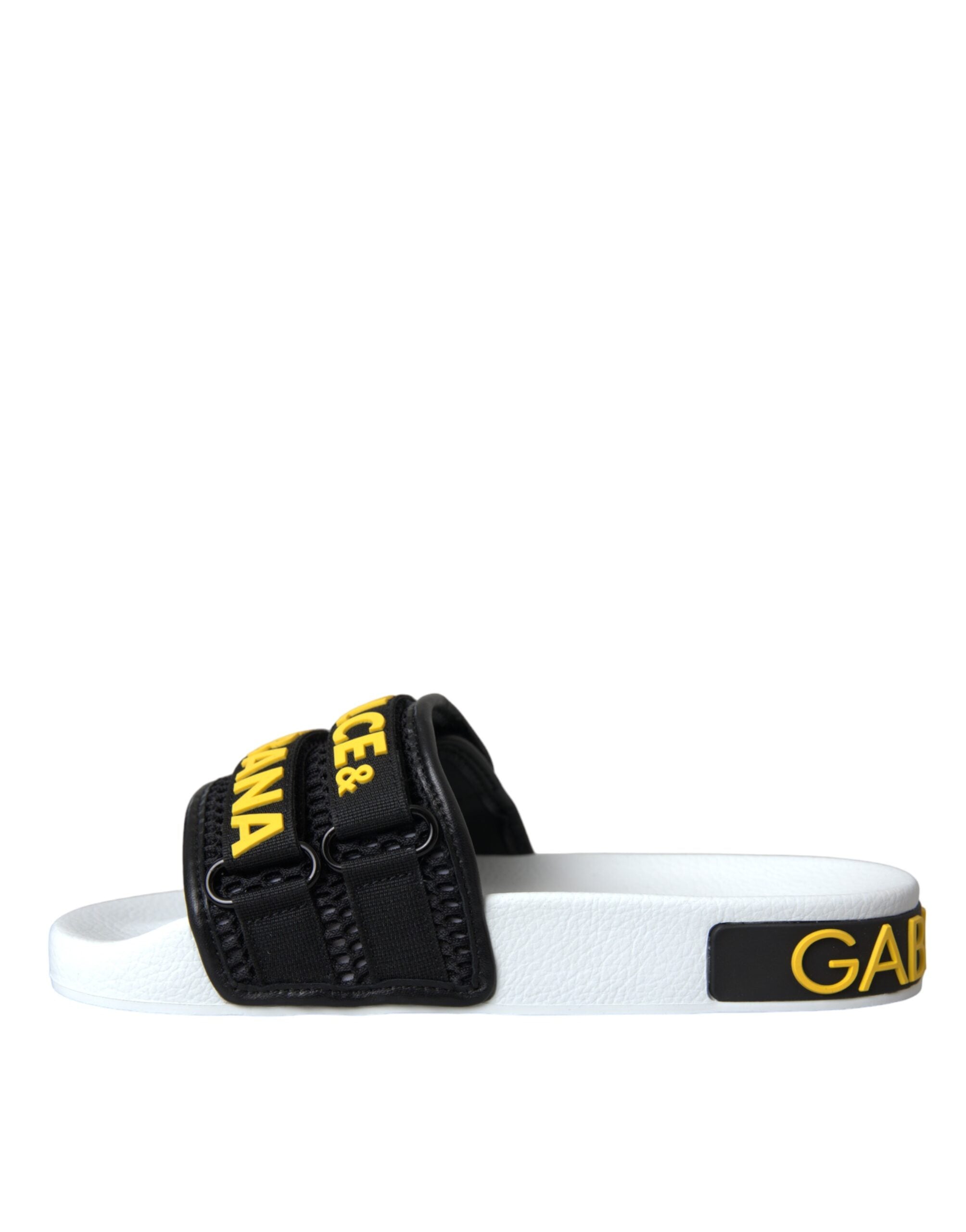 White Black Logo Beachwear Flats Sandals Shoes - ventzia